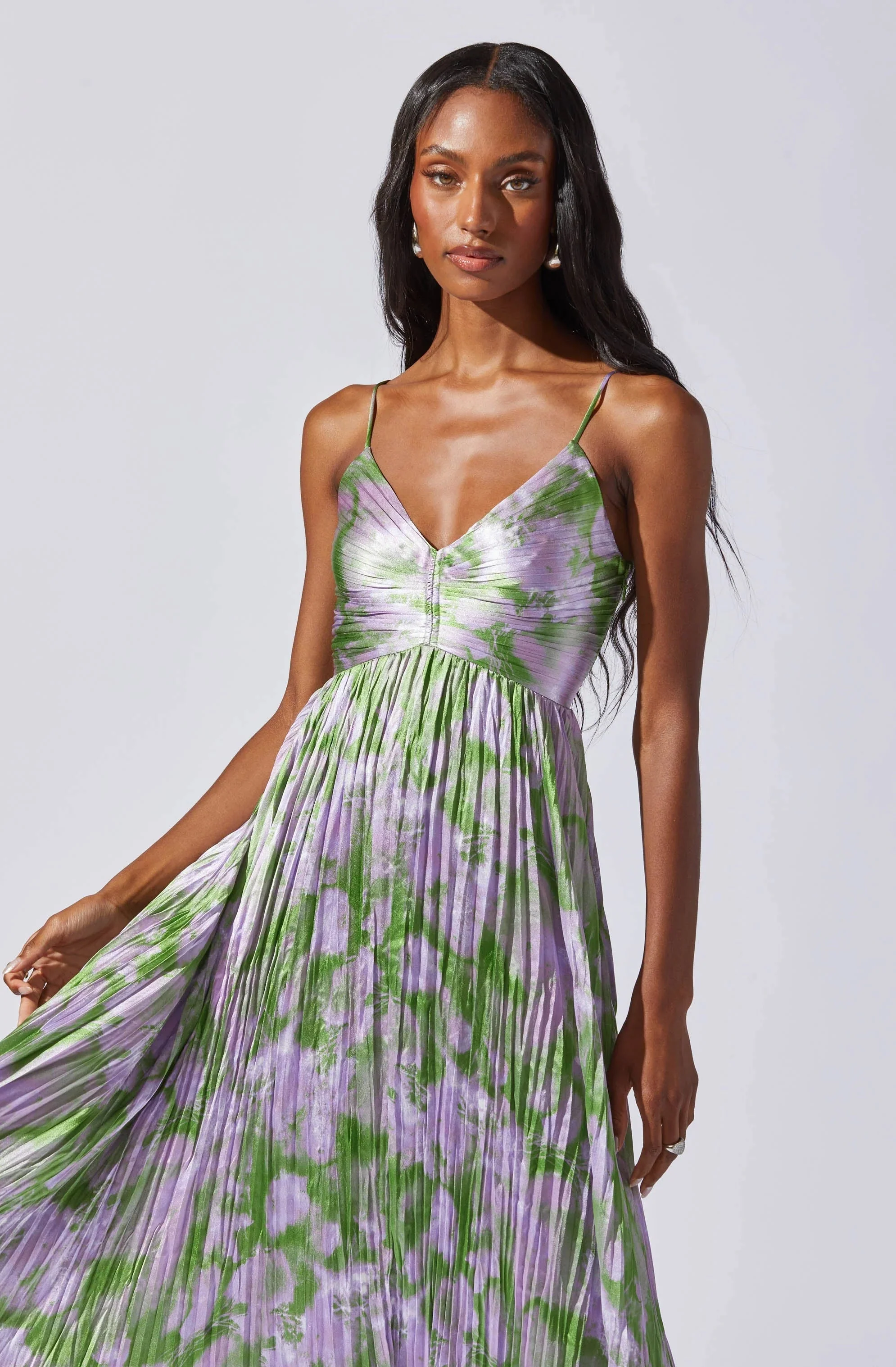 Maeve Printed Pleated Midi Dress