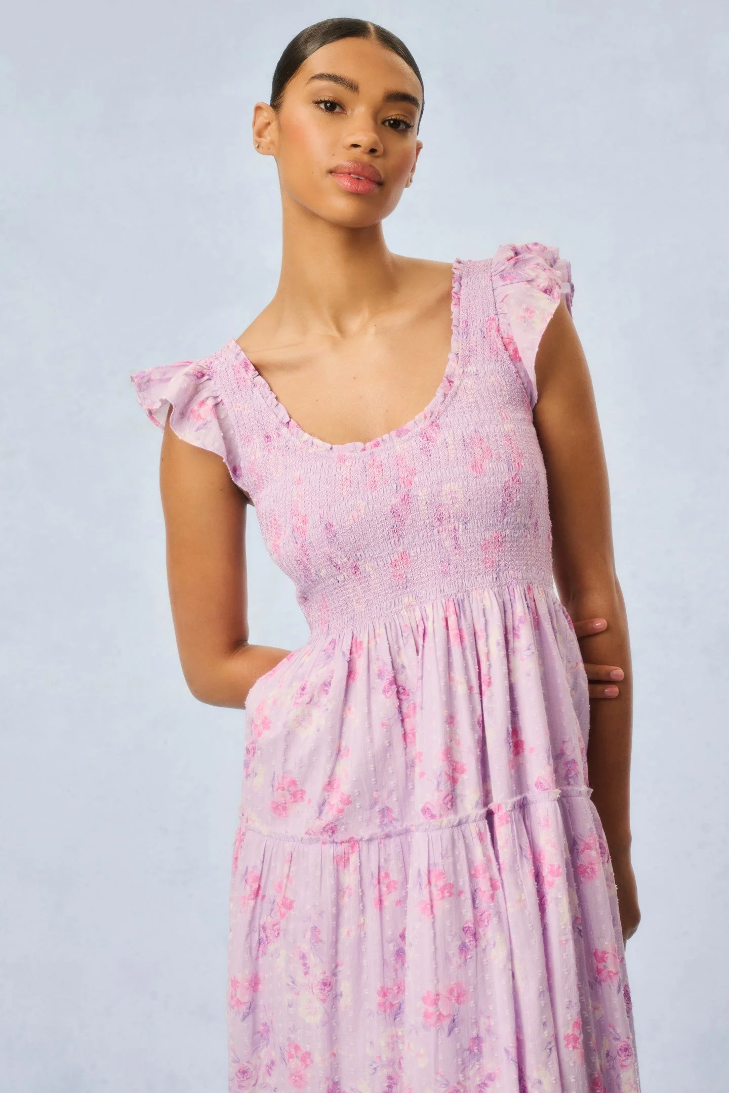 Chessie Fragrance Print Cotton Maxi Dress