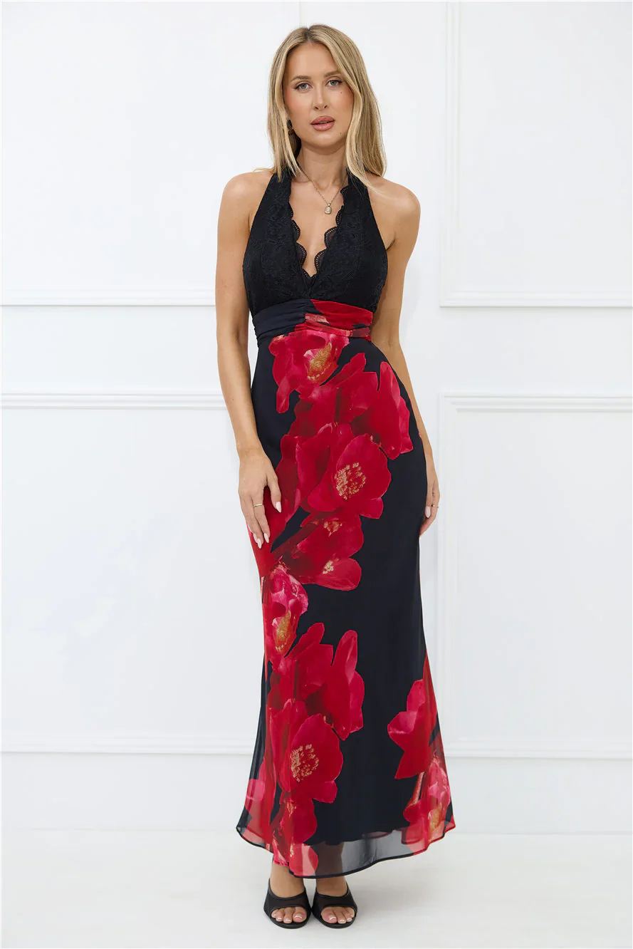 Hotter Than Ever Halter Maxi Dress Black