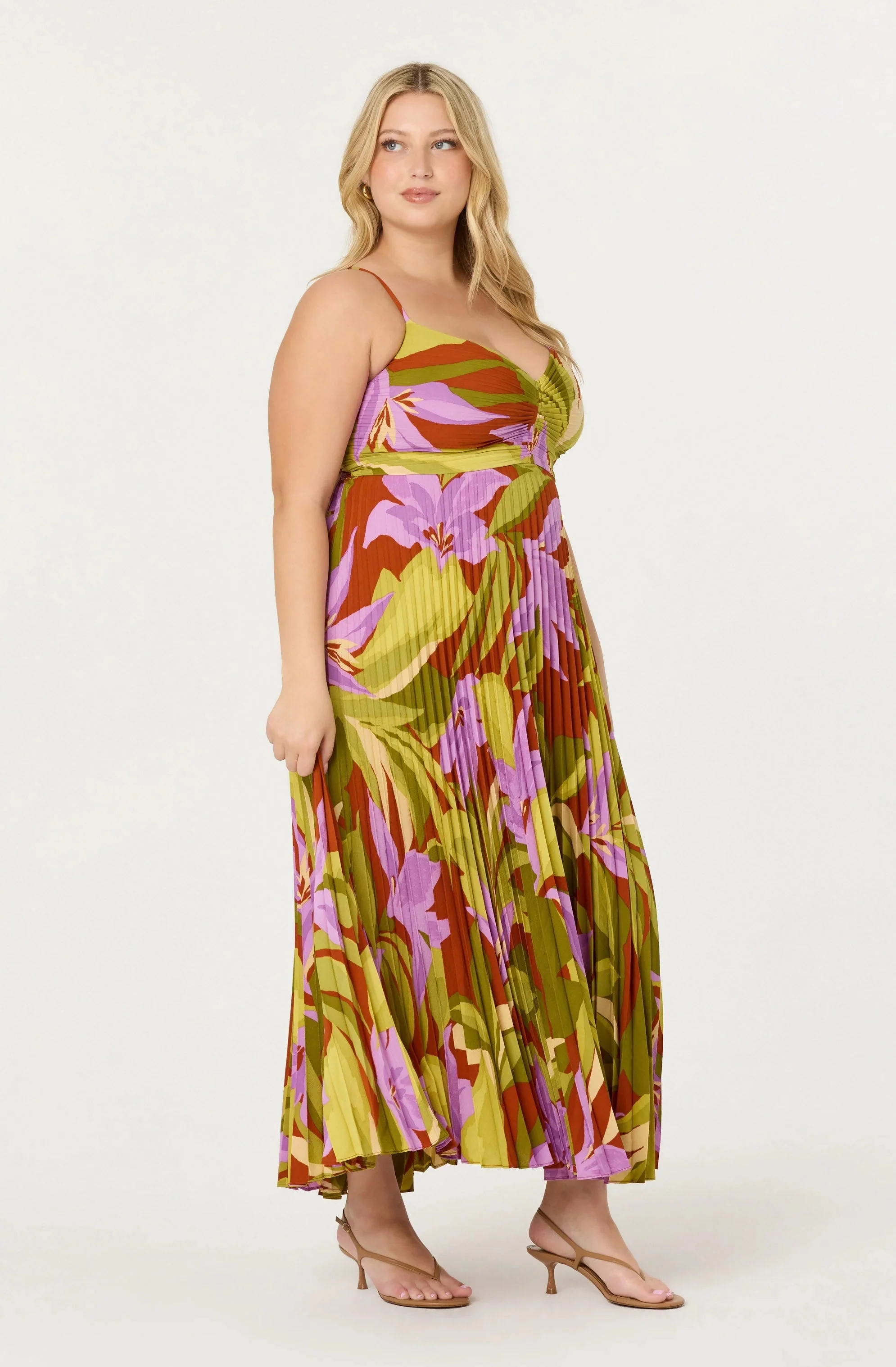 Blythe Floral Plisse Midi Dress