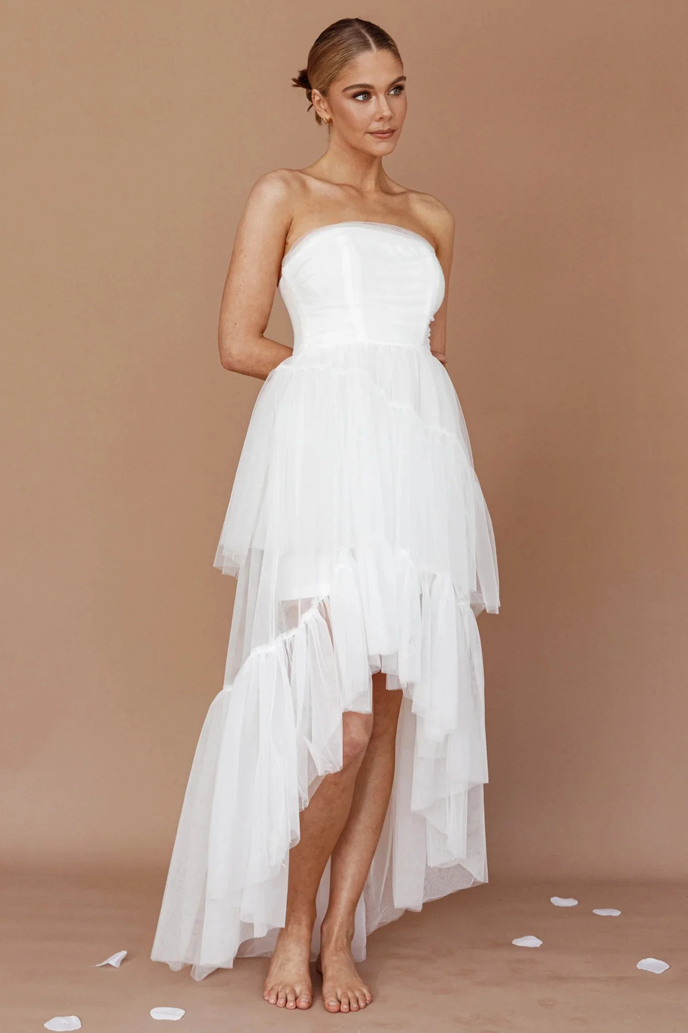 Always & Forever High-Low Midi Dress White