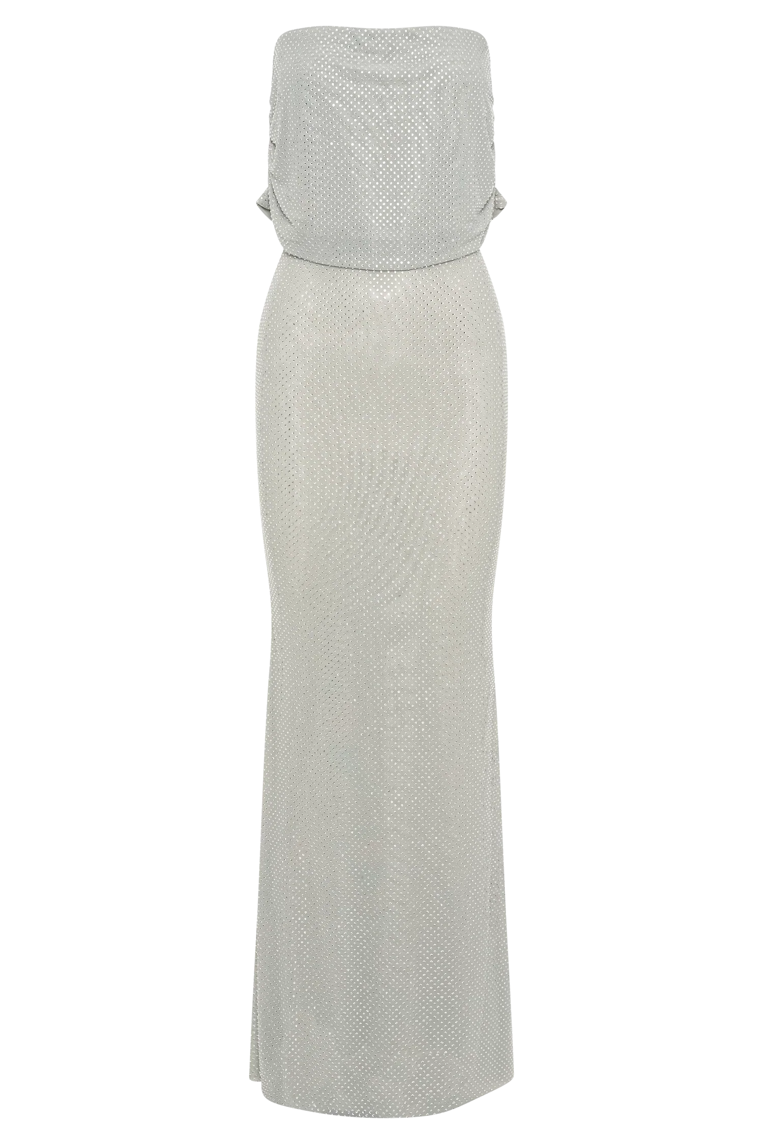 Arna Off Shoulder Diamante Maxi Dress - Silver