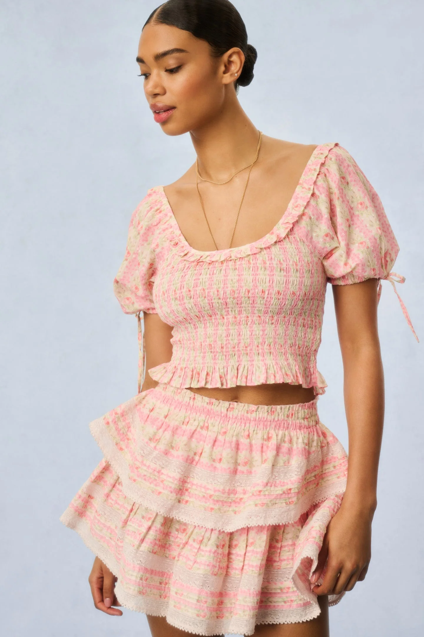 Molly Fragrance Print Top - STRAWBERRY MACAROON