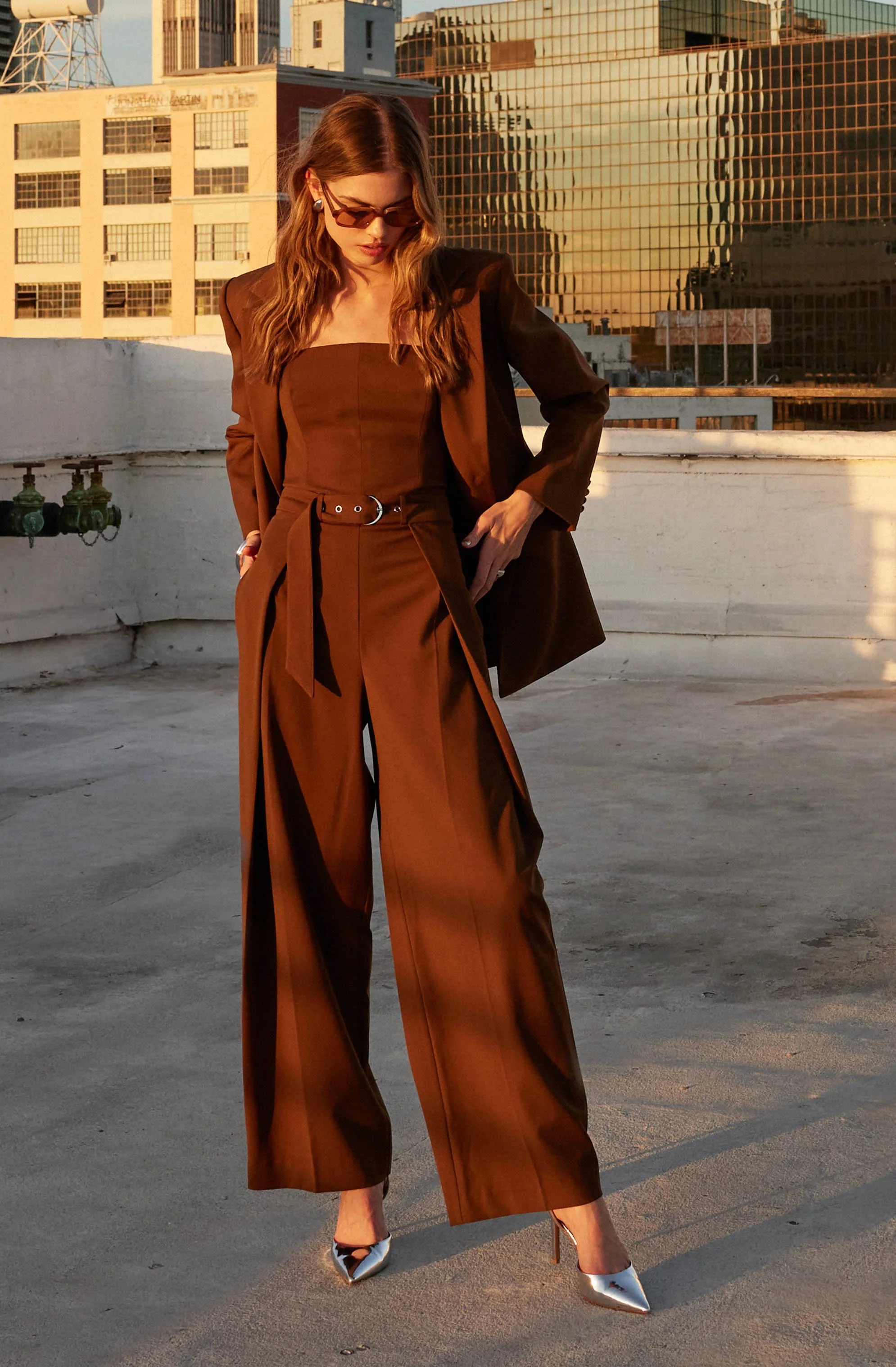 Bryony Tailored Pleat Belted Jumpsuit