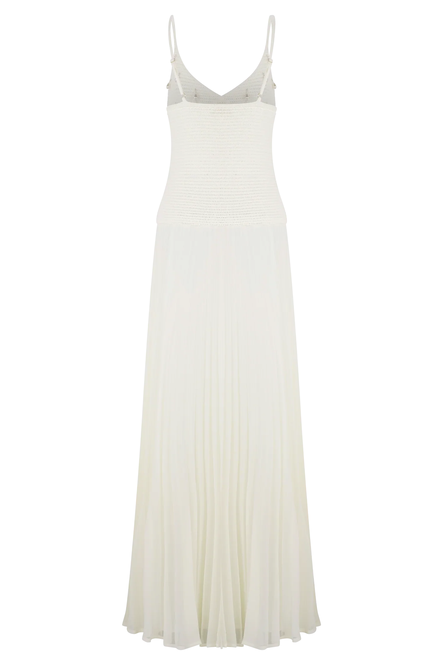 Catherine Crochet Pearl Maxi Dress - White