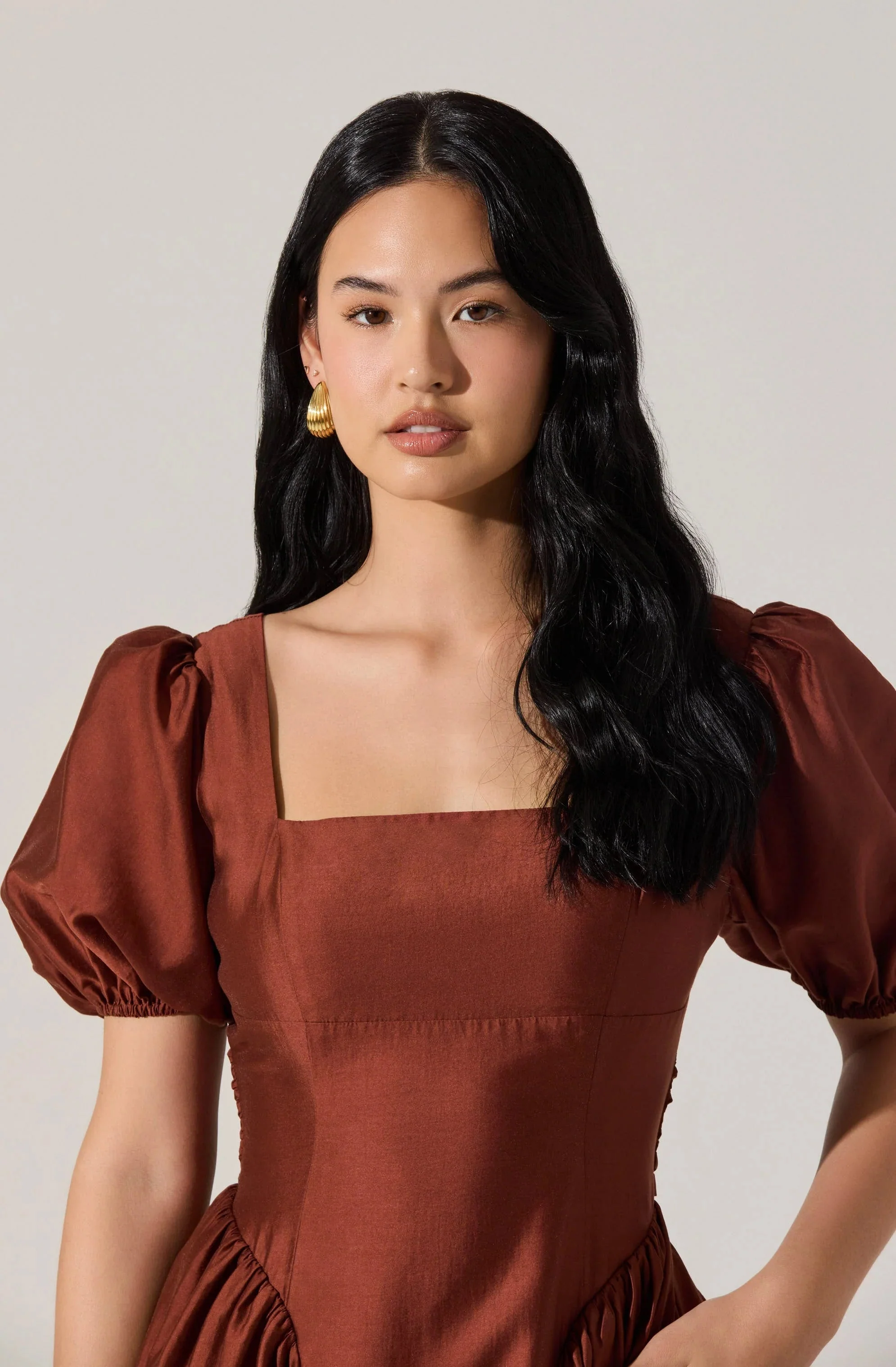 Keairra Puff Sleeve Midi Dress
