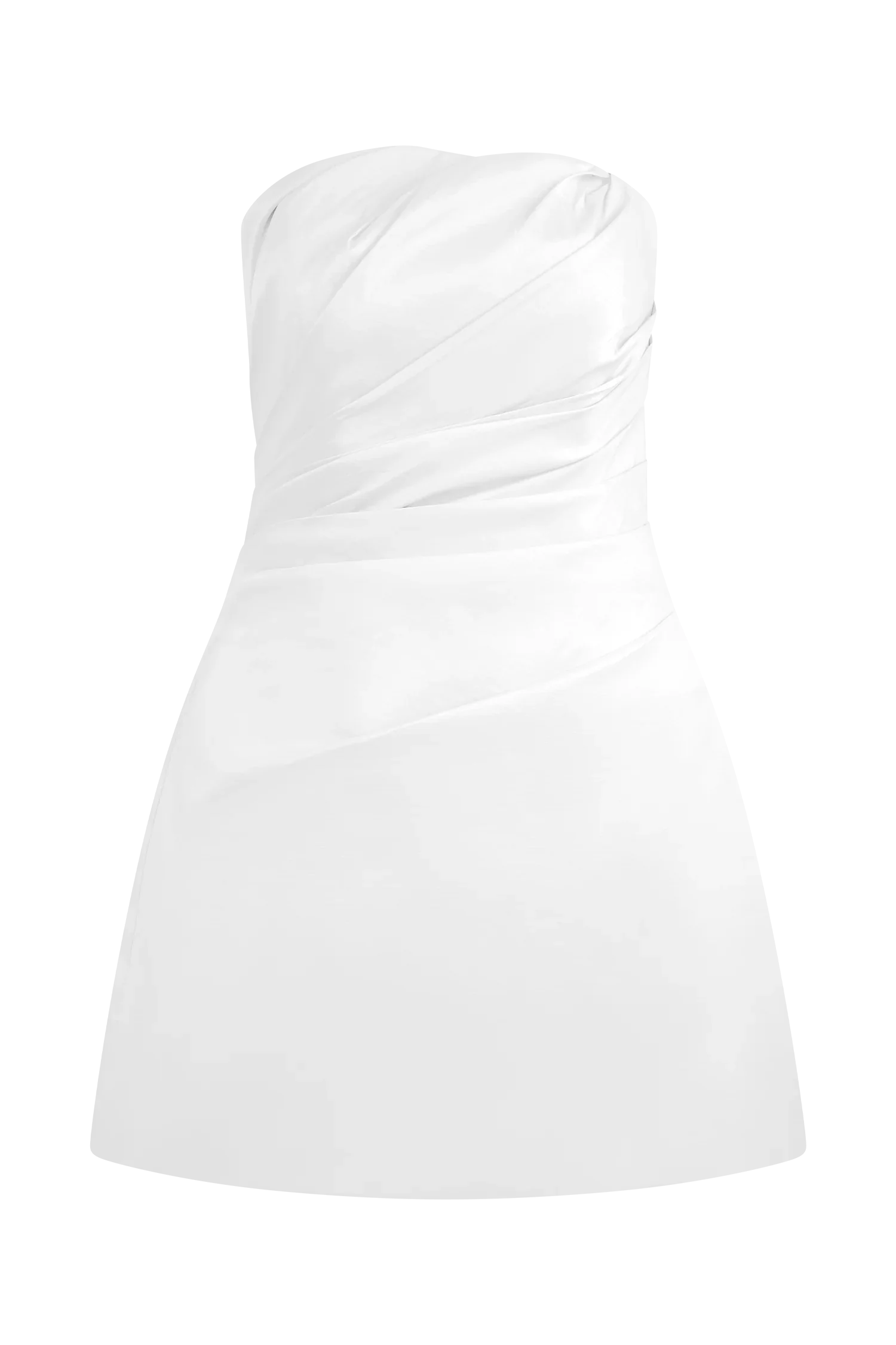 Leslie Gathered Taffeta Mini Dress - White