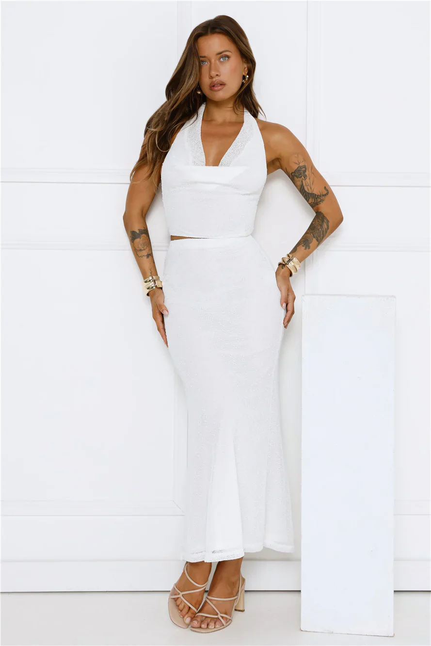 Inspo Halter Top White