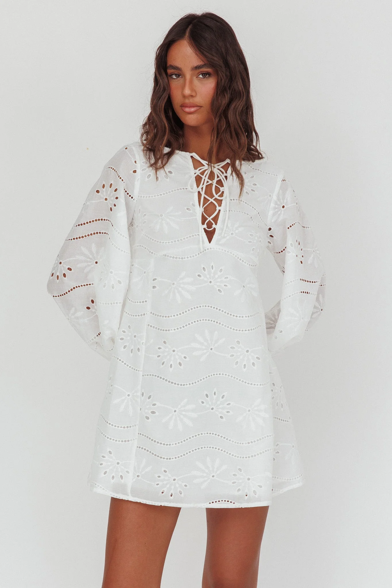 Long Weekend Eyelet Mini Dress White