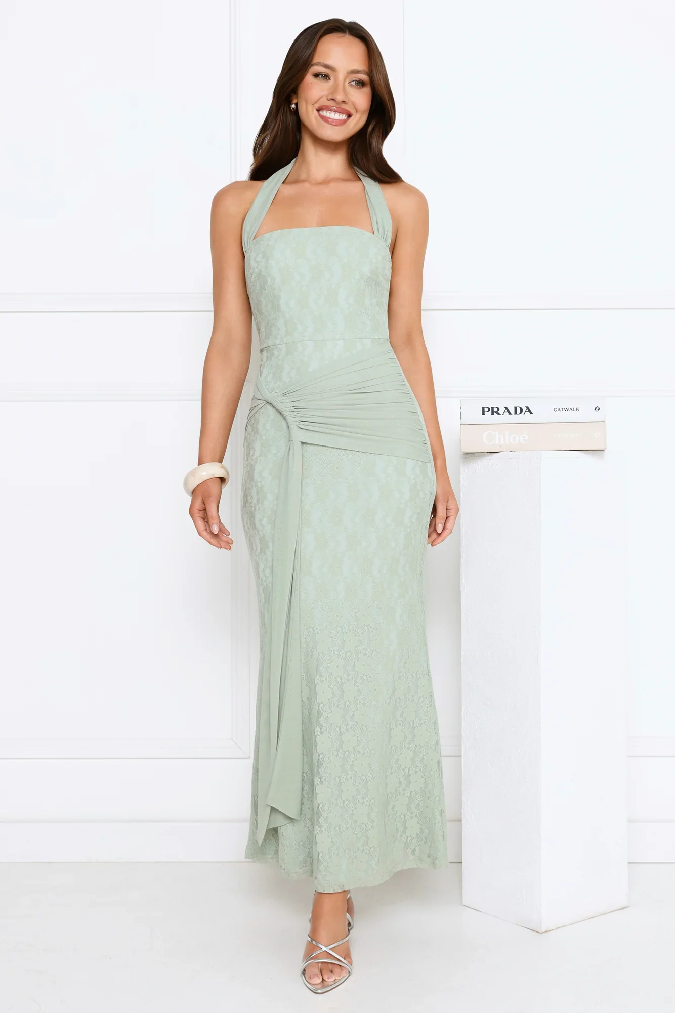 Kissed By Stars Halter Maxi Dress Green