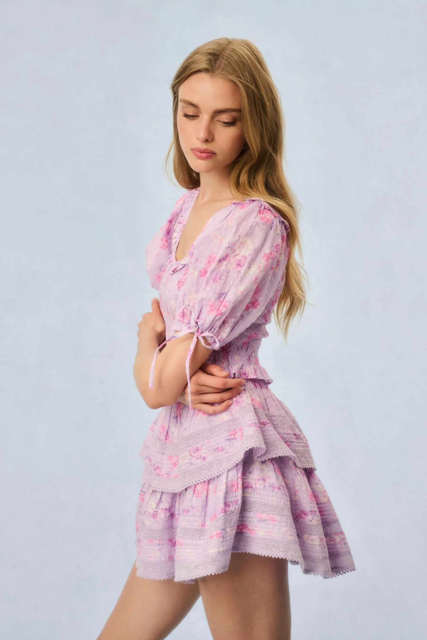 Ruffle Mini Fragrance Print Skirt