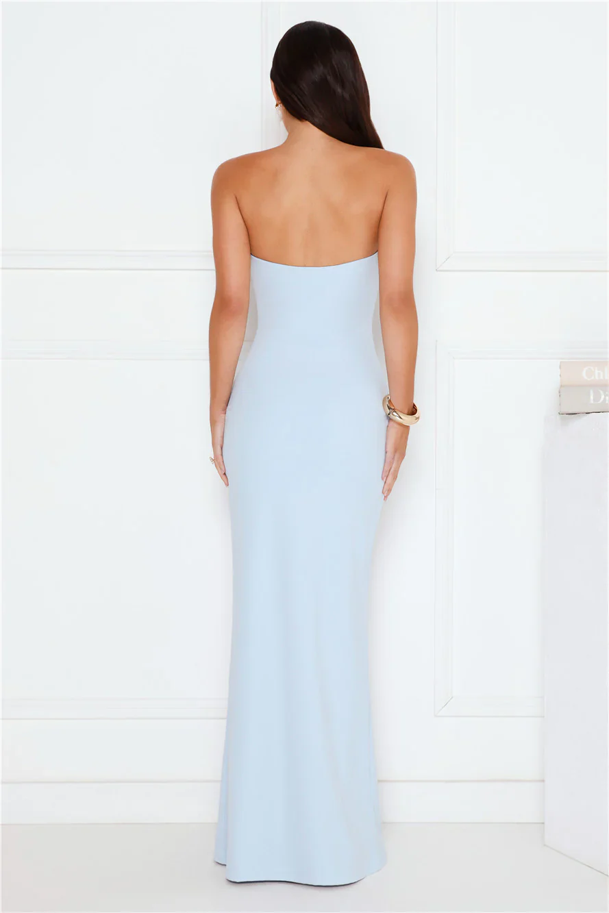 Lavish Lights Strapless Maxi Dress Blue