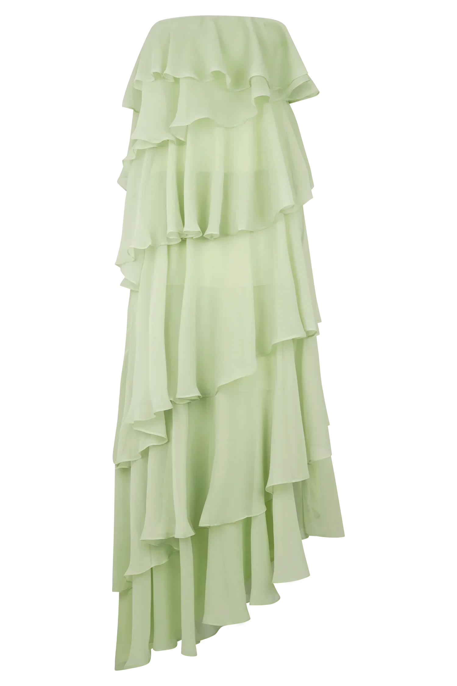 Alexa Ruffle Chiffon Maxi Dress - Pastel Lime