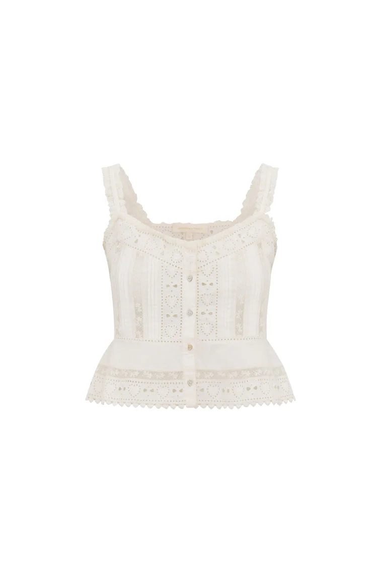 Karmina Heart Eyelet Lace Tank Top