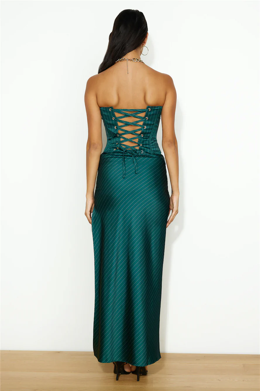 LIONESS Aniston Corset Green Pinstripe