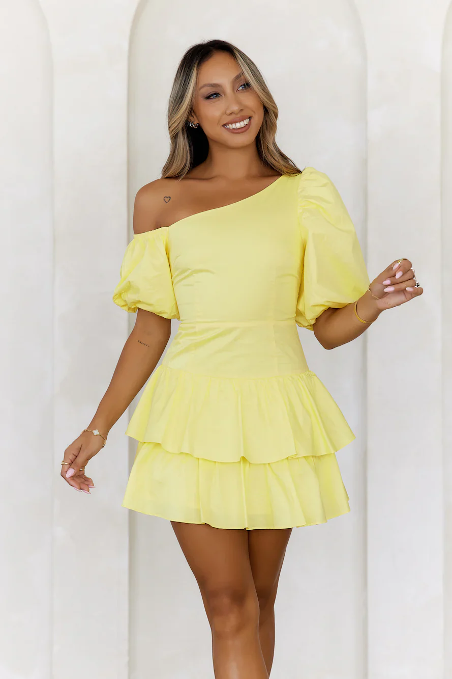 Ladylike Etiquette Mini Dress Yellow