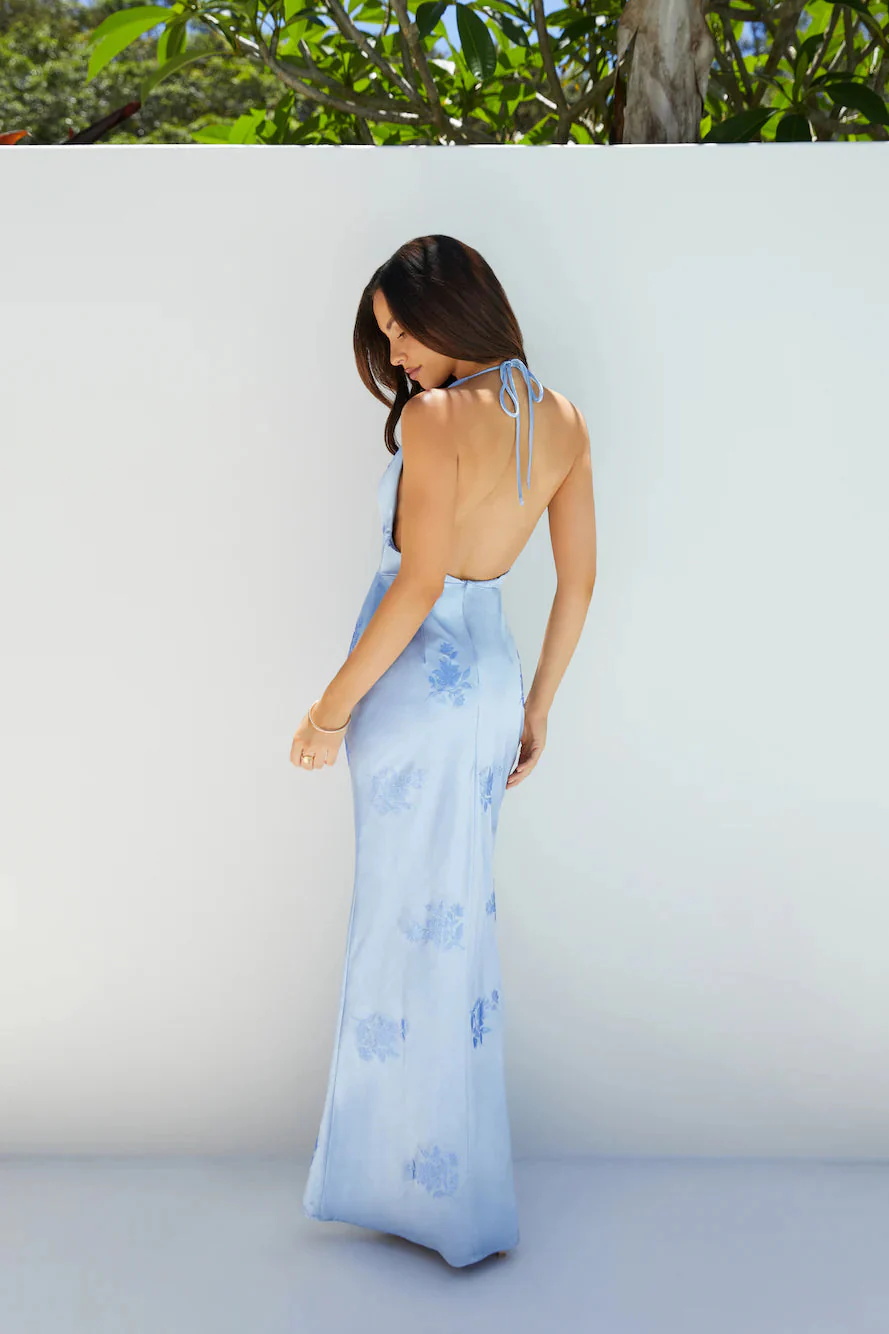Skylar Satin Maxi Dress Blue
