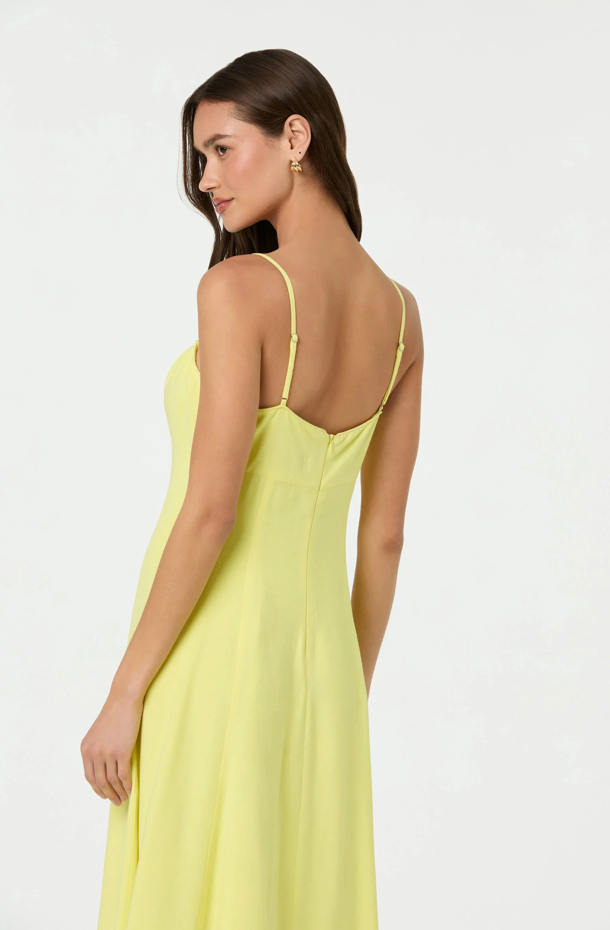 Linen-Blend A-Line Midi Dress