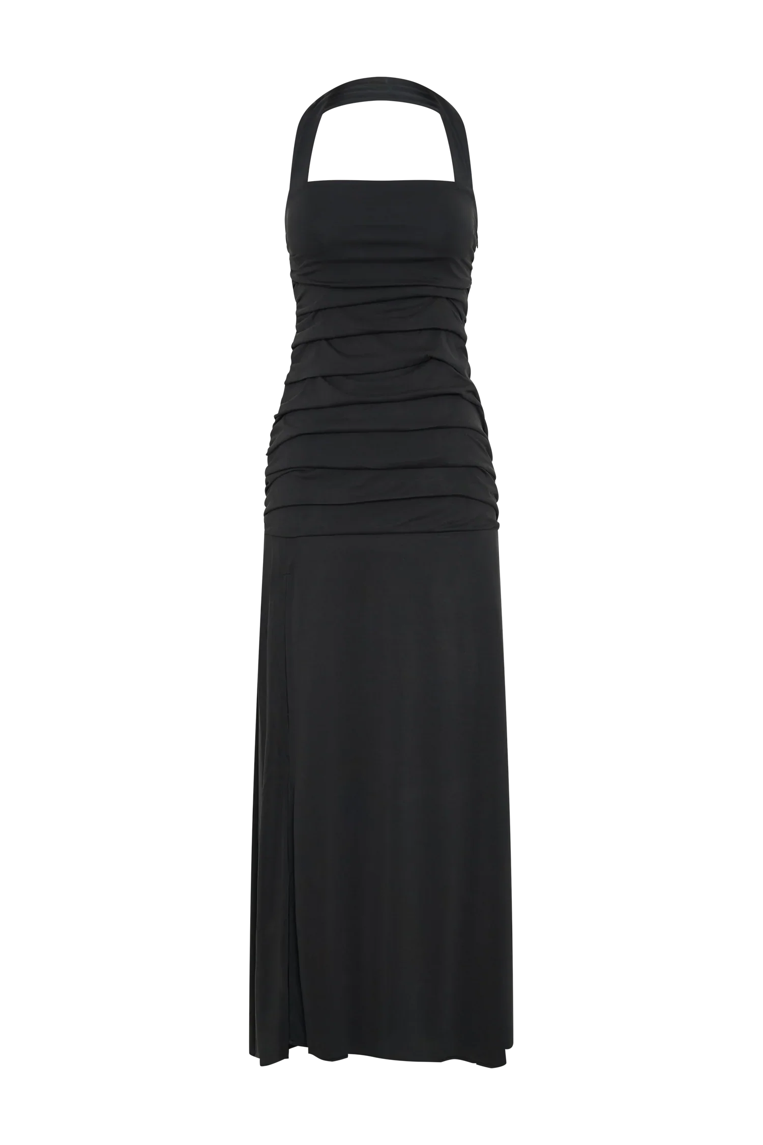 Bentley Peached Jersey Halter Maxi Dress - Black