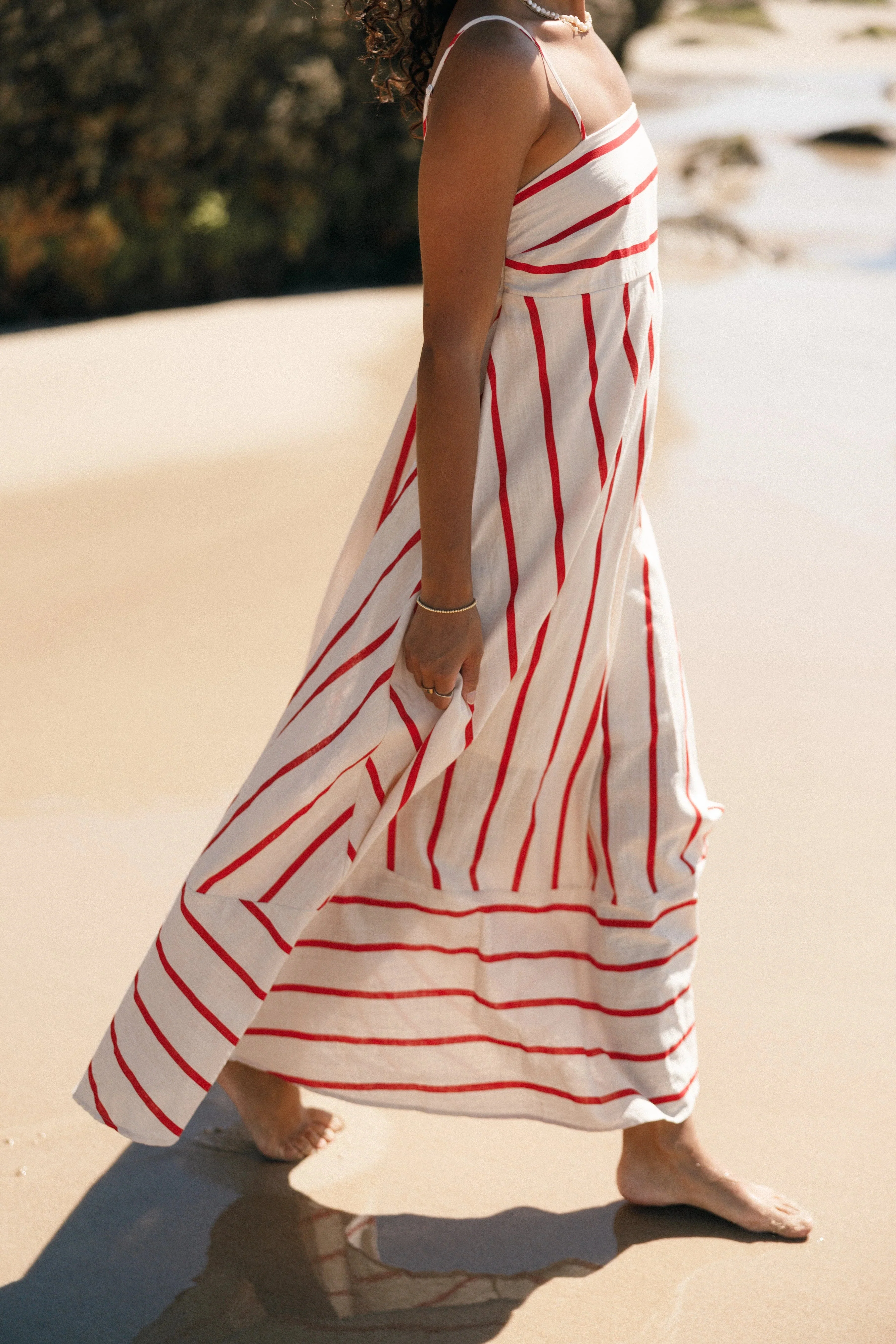 Brea Maxi Dress - Cream Stripe
