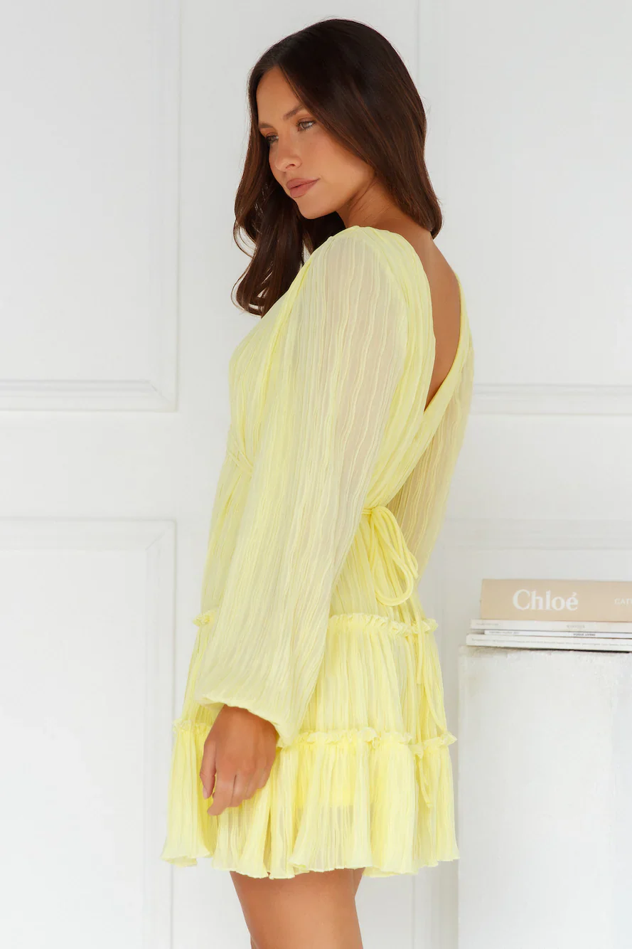 Indira Long Sleeve Mini Dress Yellow