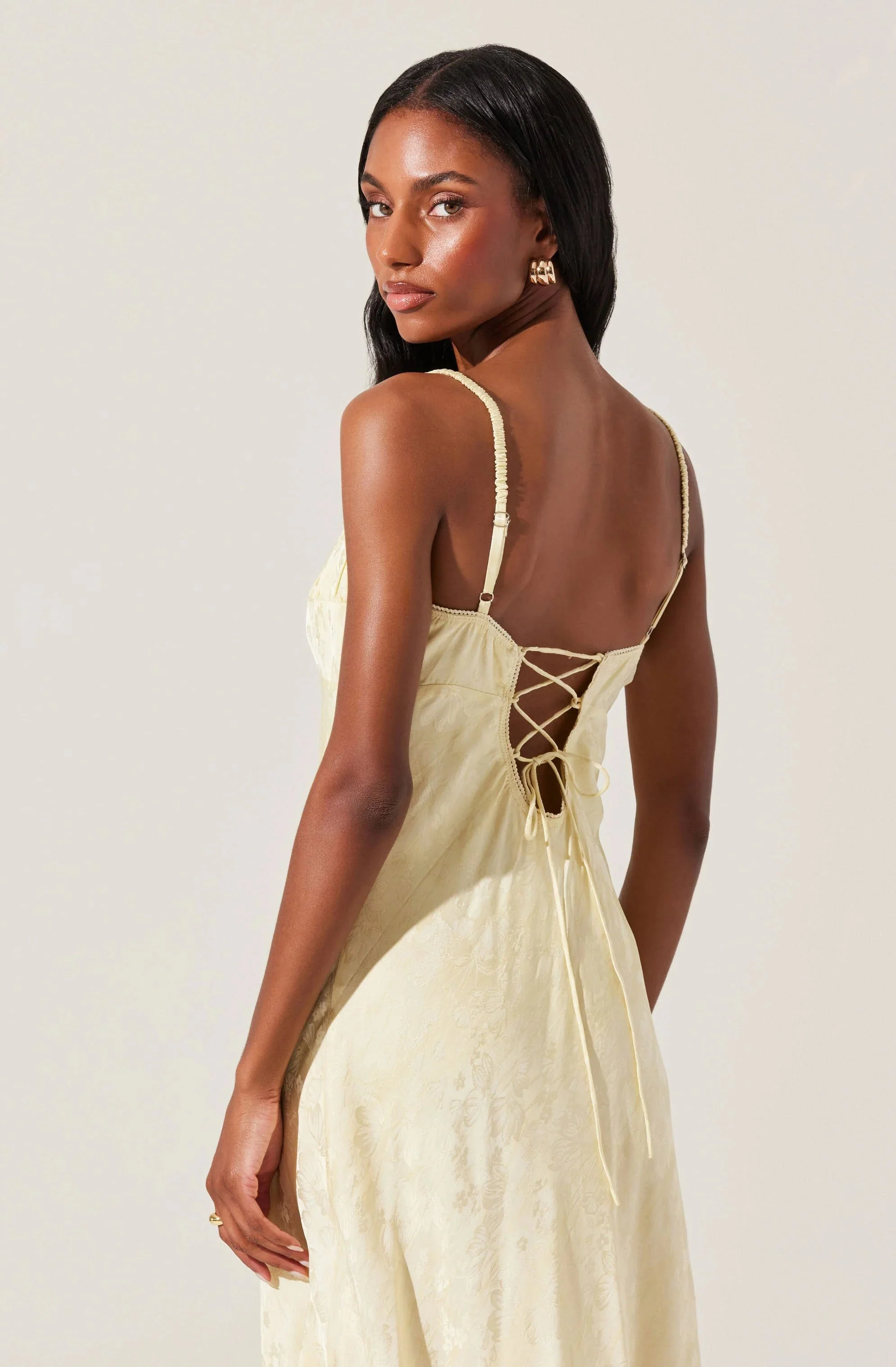 Kaiya Jacquard Satin Midi Dress