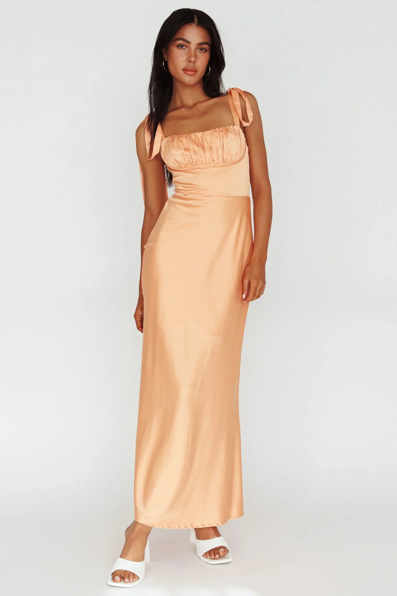 Pennelope Tied Shoulder Maxi Dress Orange