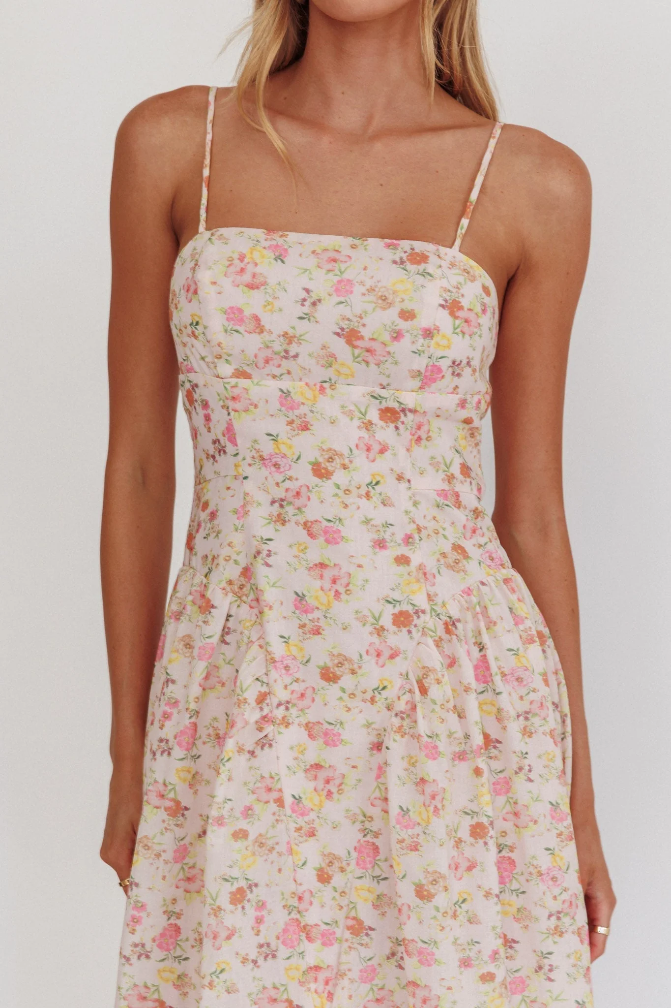 Daisy Day Basque Waist Maxi Dress Floral Pink