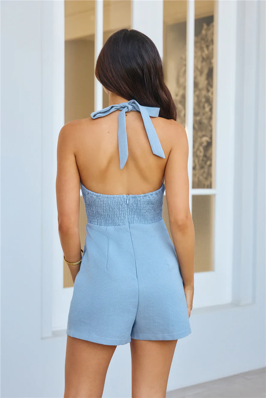 House Of Allure Halter Romper Blue