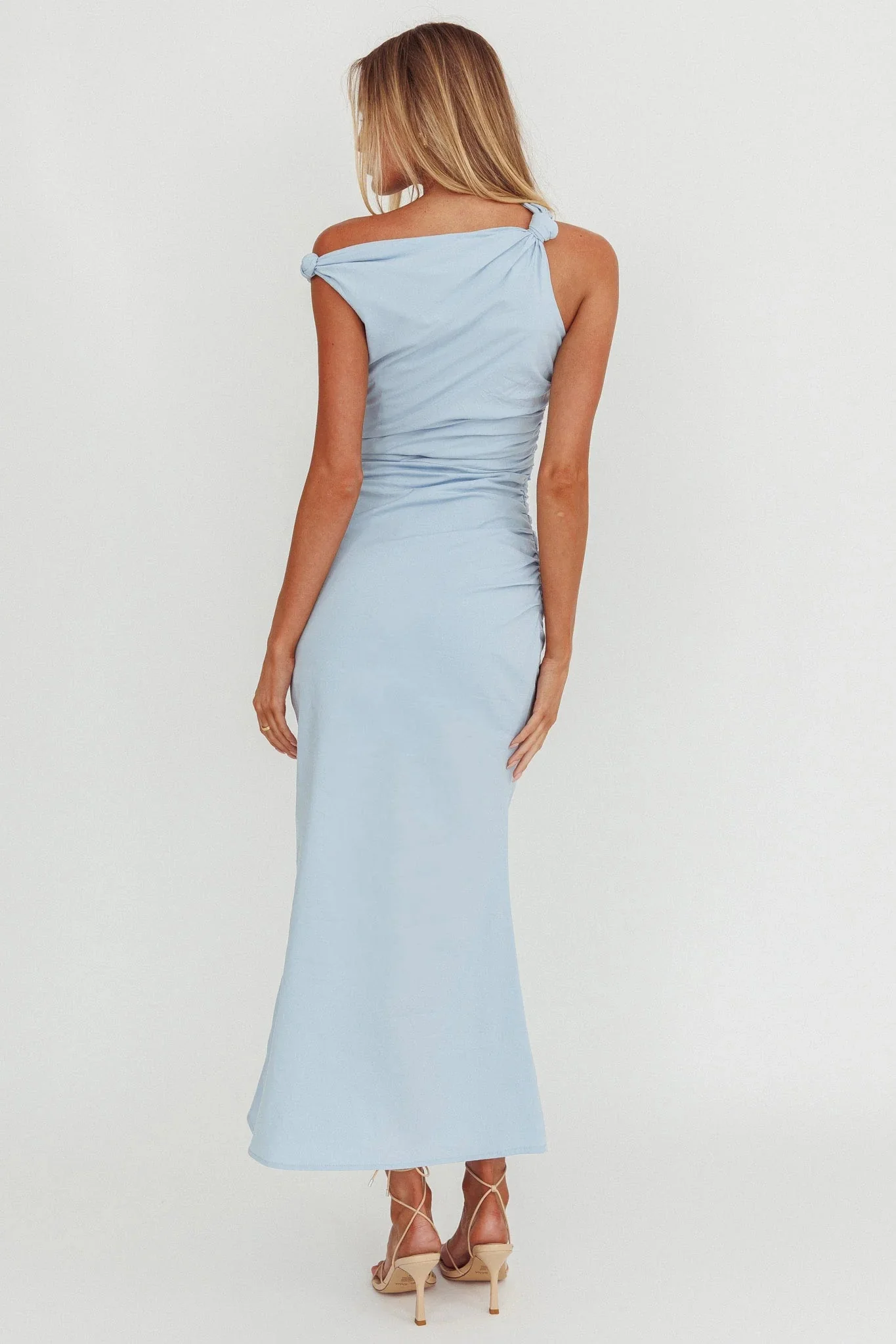 Angel's Song Asymmetric Neckline Maxi Dress Blue