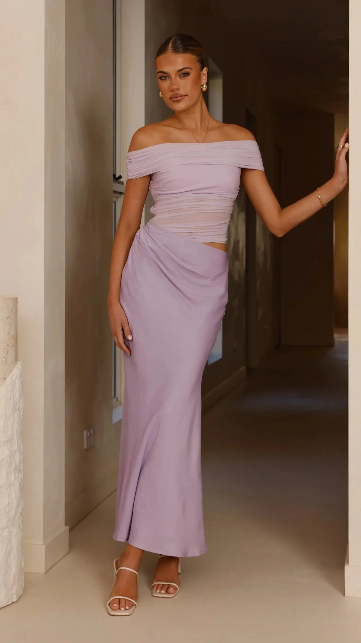 Daena Off Shoulder Maxi Dress - Lilac