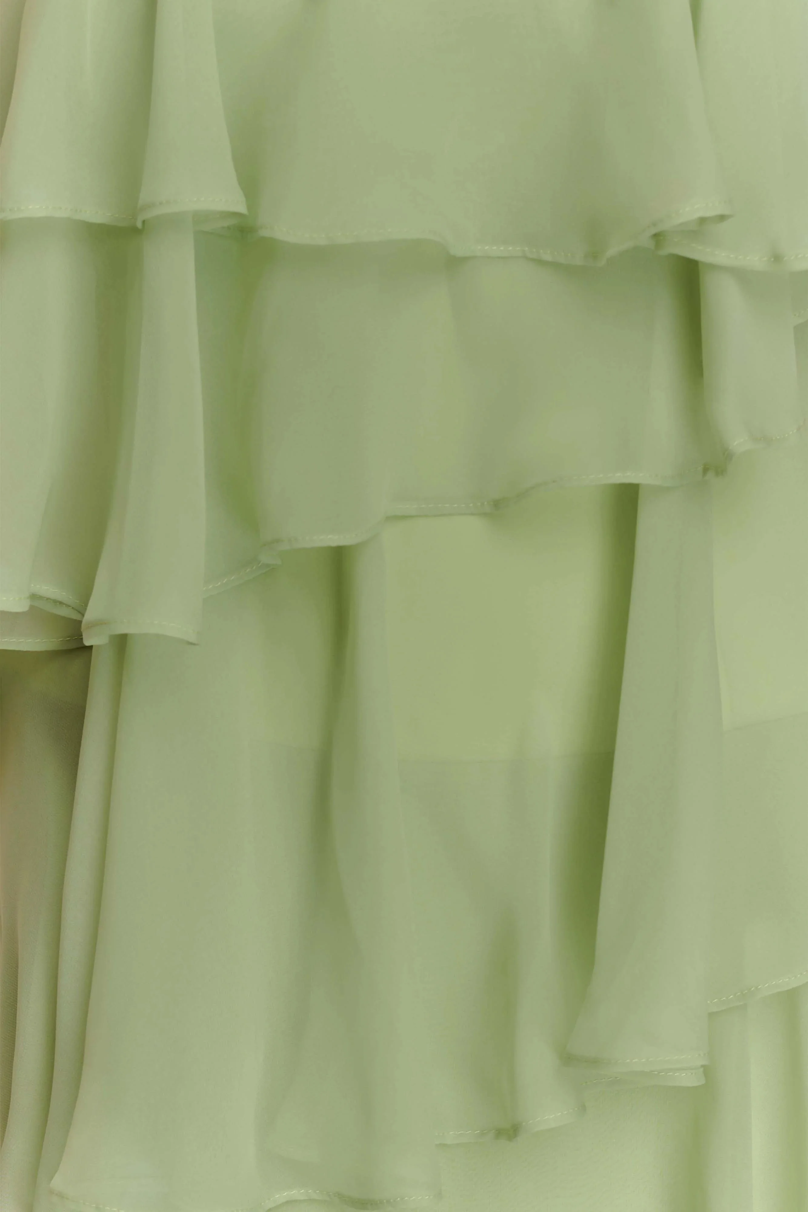 Alexa Ruffle Chiffon Maxi Dress - Pastel Lime