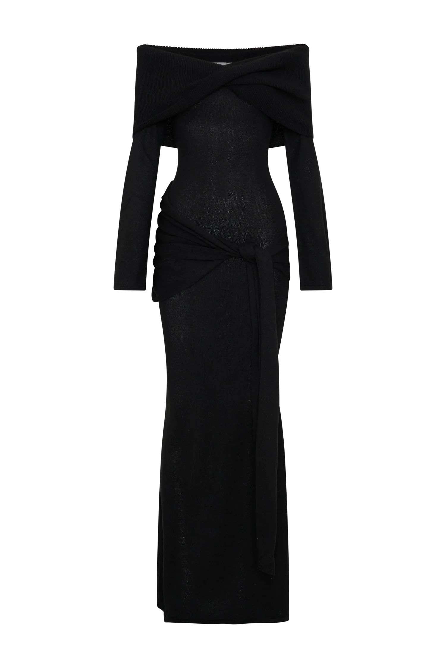 Cameron Off Shoulder Tie Maxi Dress - Black