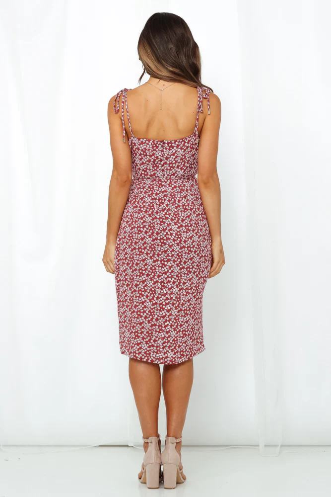 Hit The Like Button Midi Dress Wine