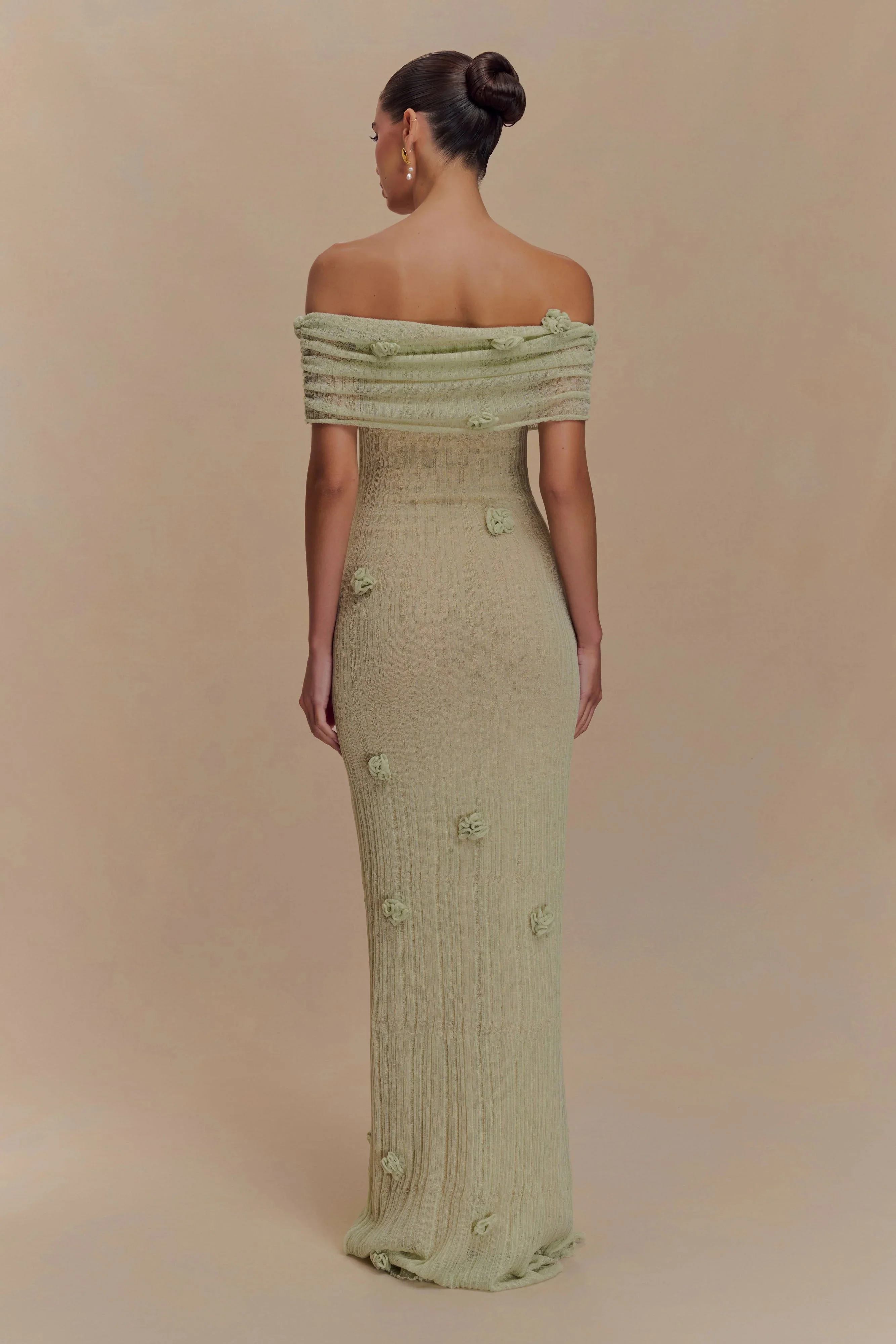 Brynn Orchid Knit Maxi Dress - Pastel Green