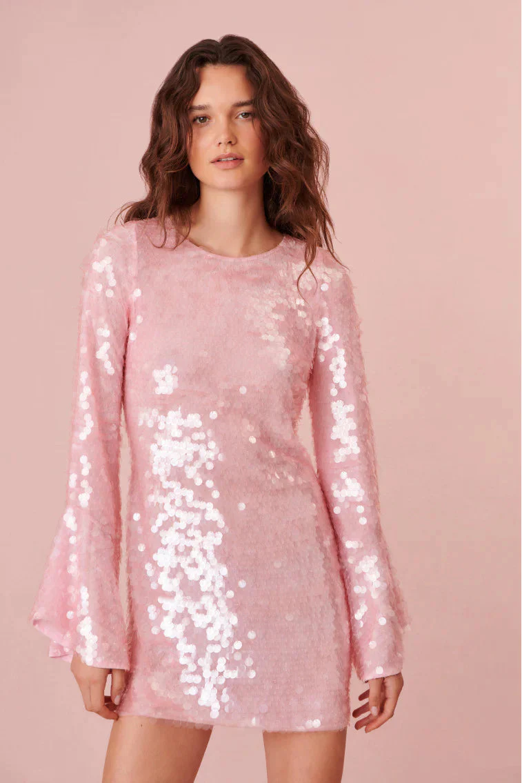 Annabella Sequin Bell Sleeve Mini Dress
