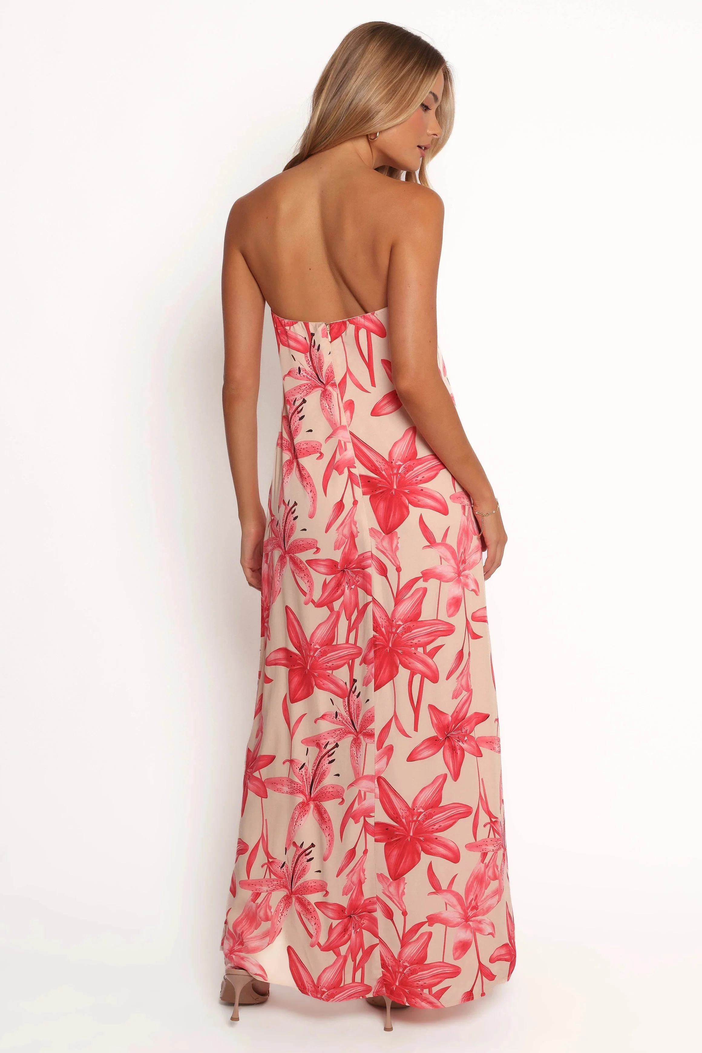 Lani A Line Strapless Maxi Dress - Pink Floral