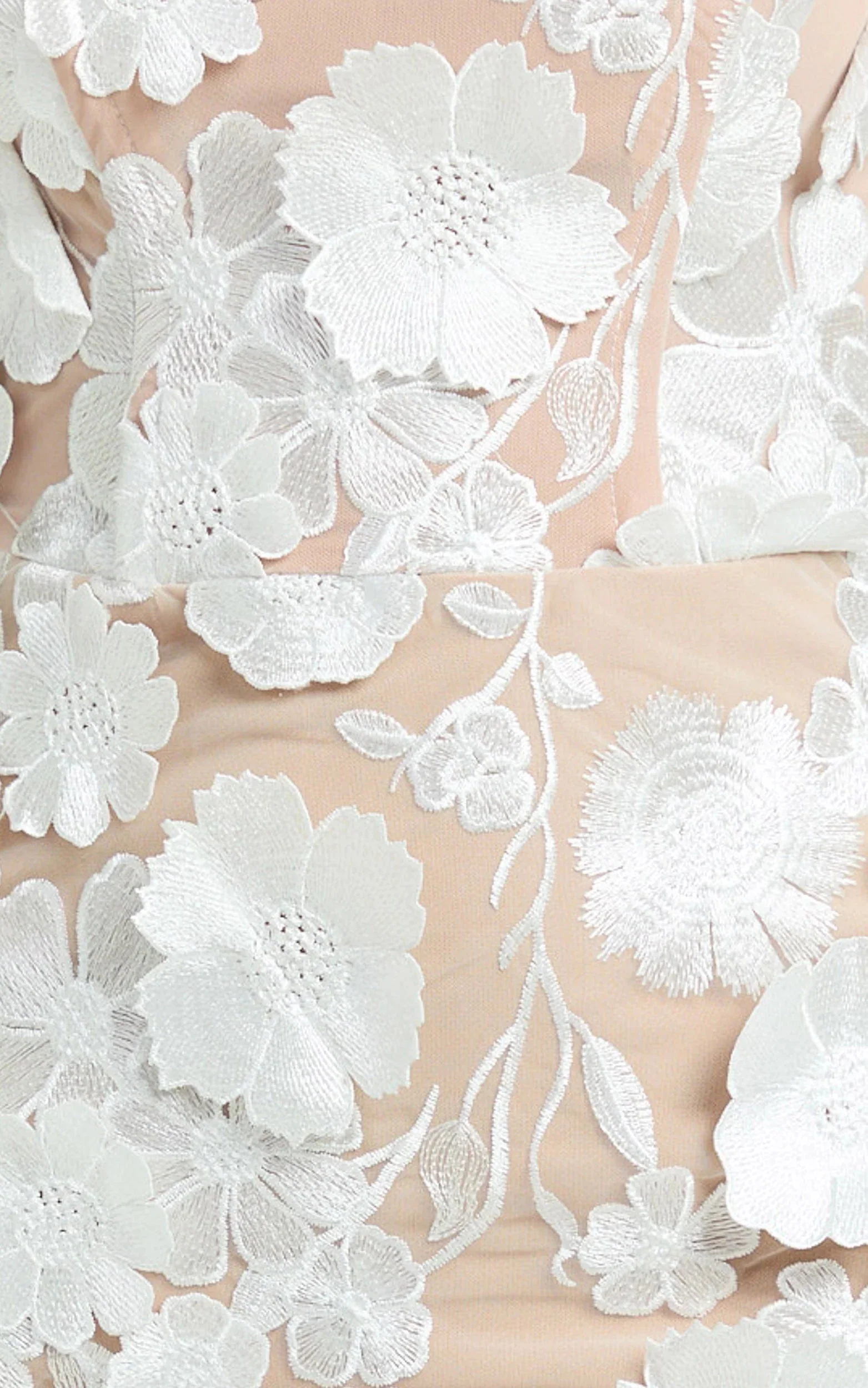 Sienna Maxi Dress 3D Floral Strapless Column Dress in White