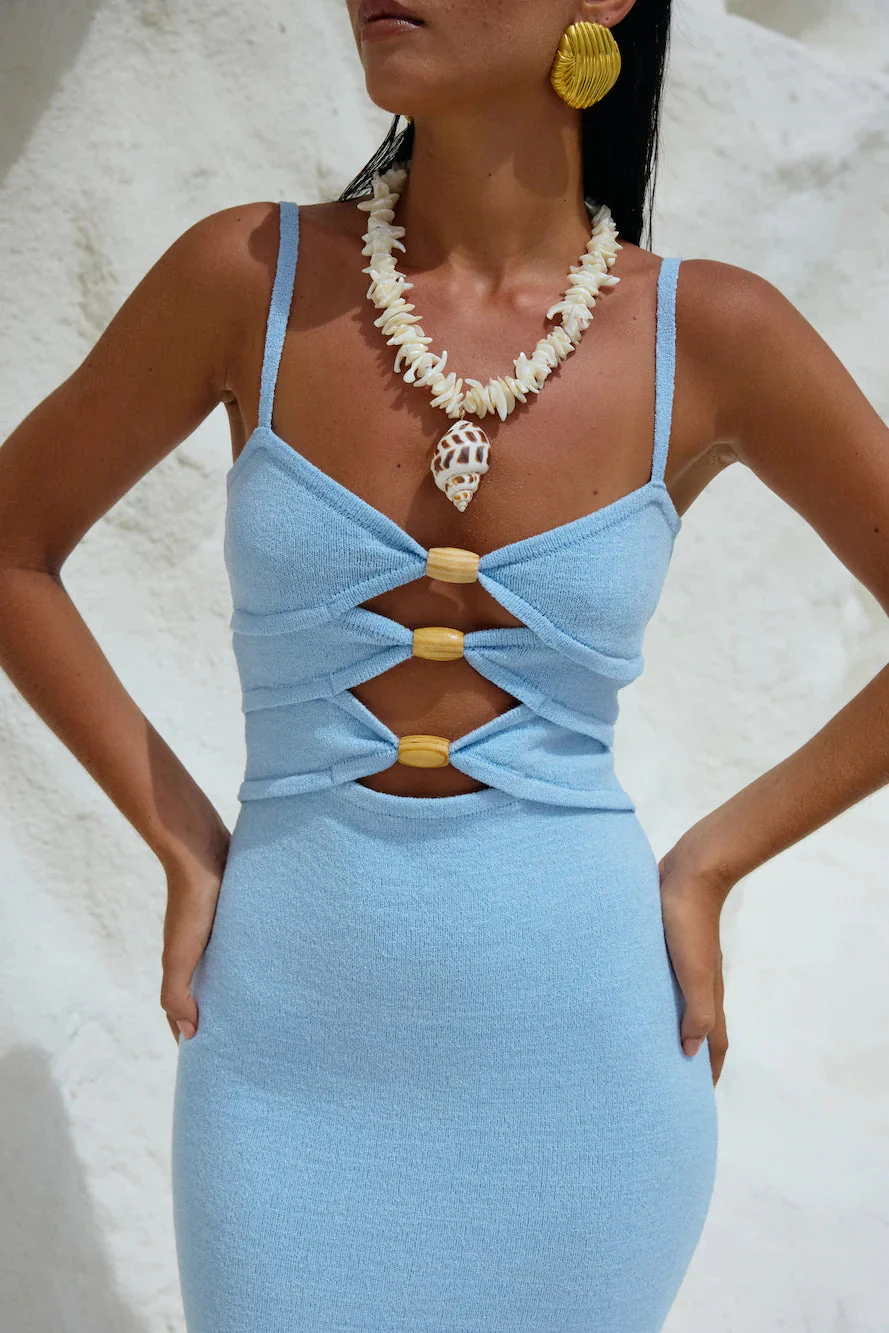 RUNAWAY THE LABEL Normani Midi Dress Ice Blue