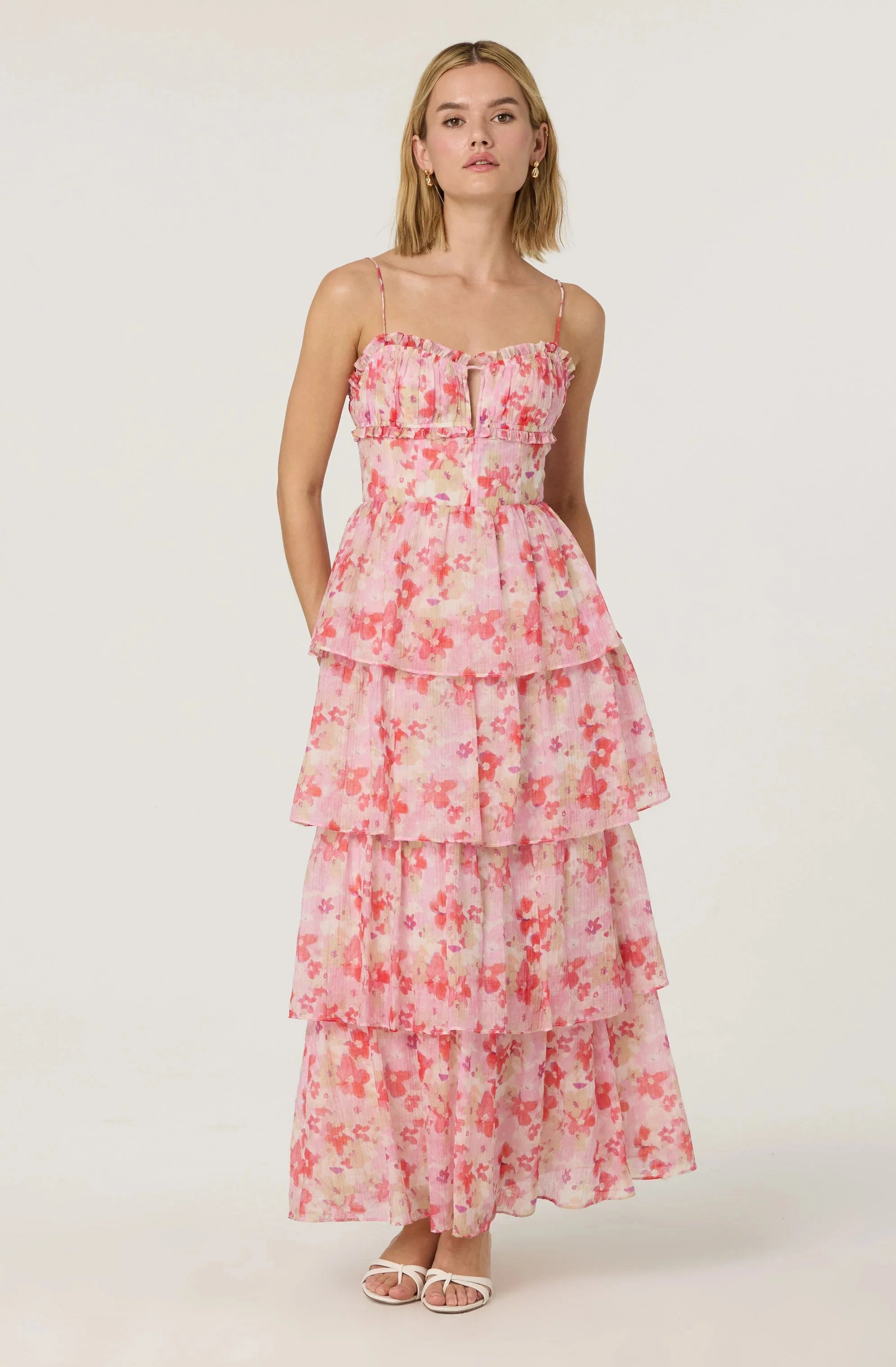 Vonnessa Pleated Tiered Maxi Dress