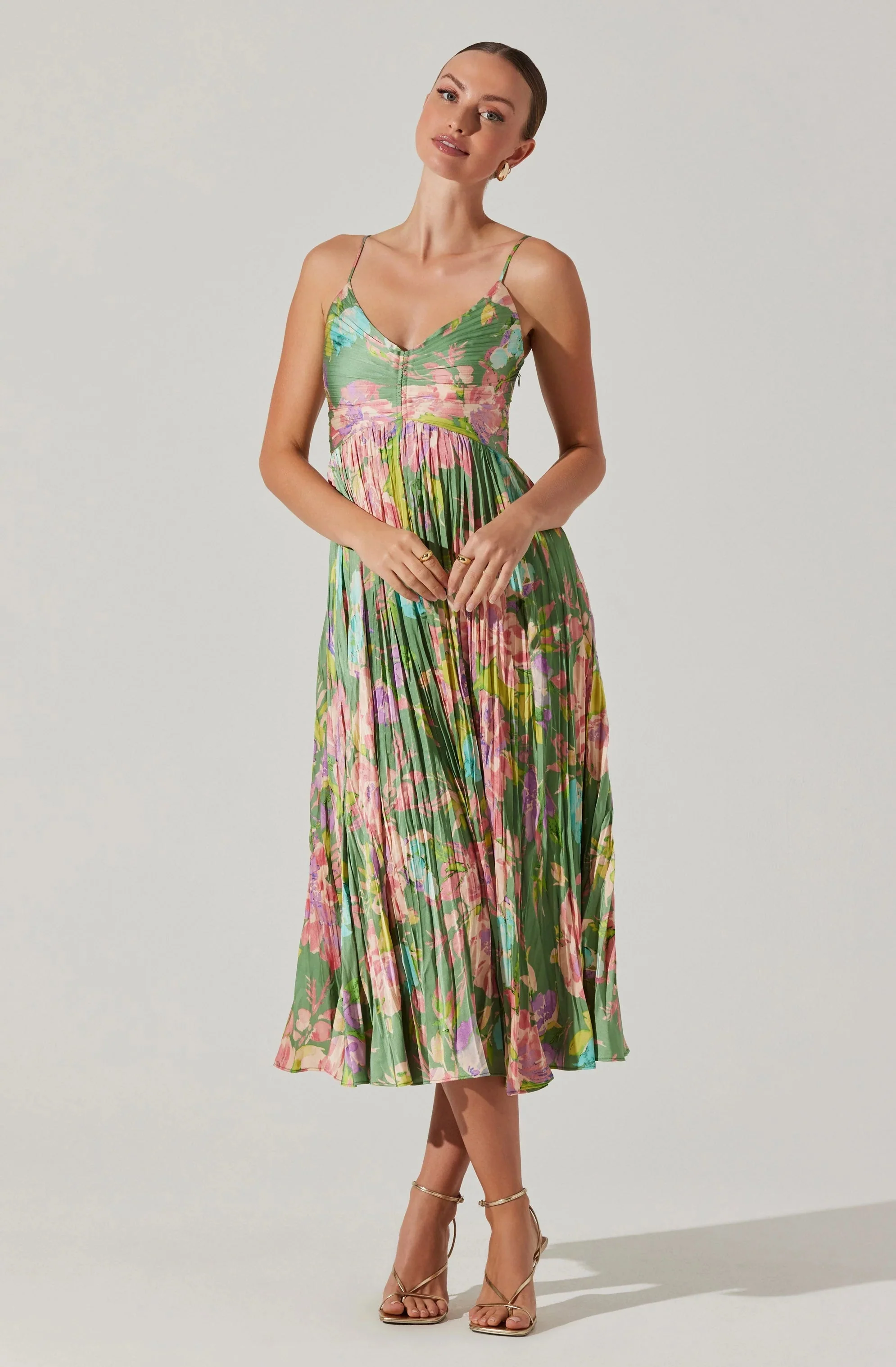 Maeve Printed Pleated Midi Dress