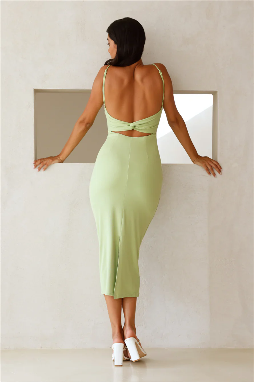 Lara Ribbed Midi Dress Green