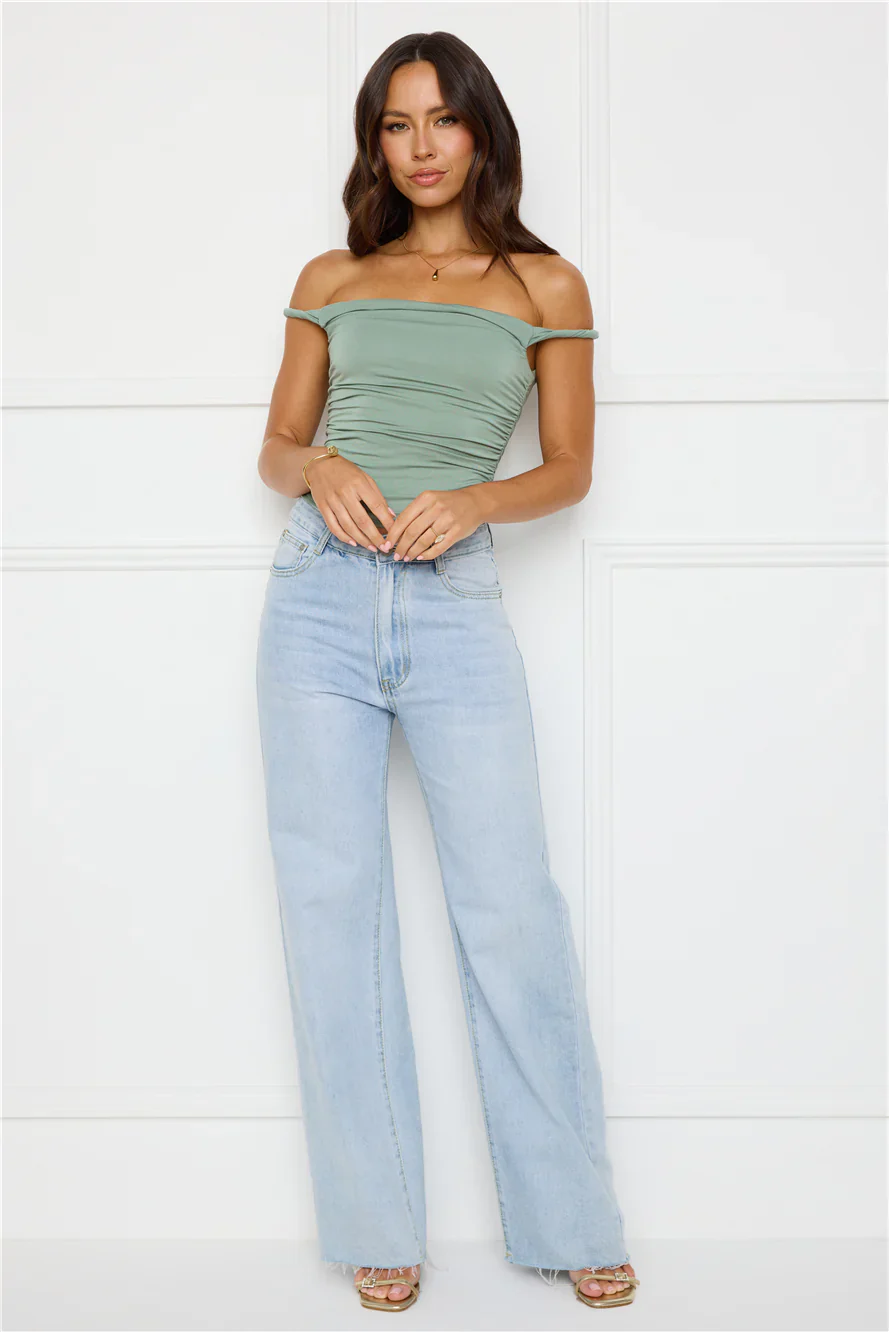 Key Piece Off Shoulder Top Sage