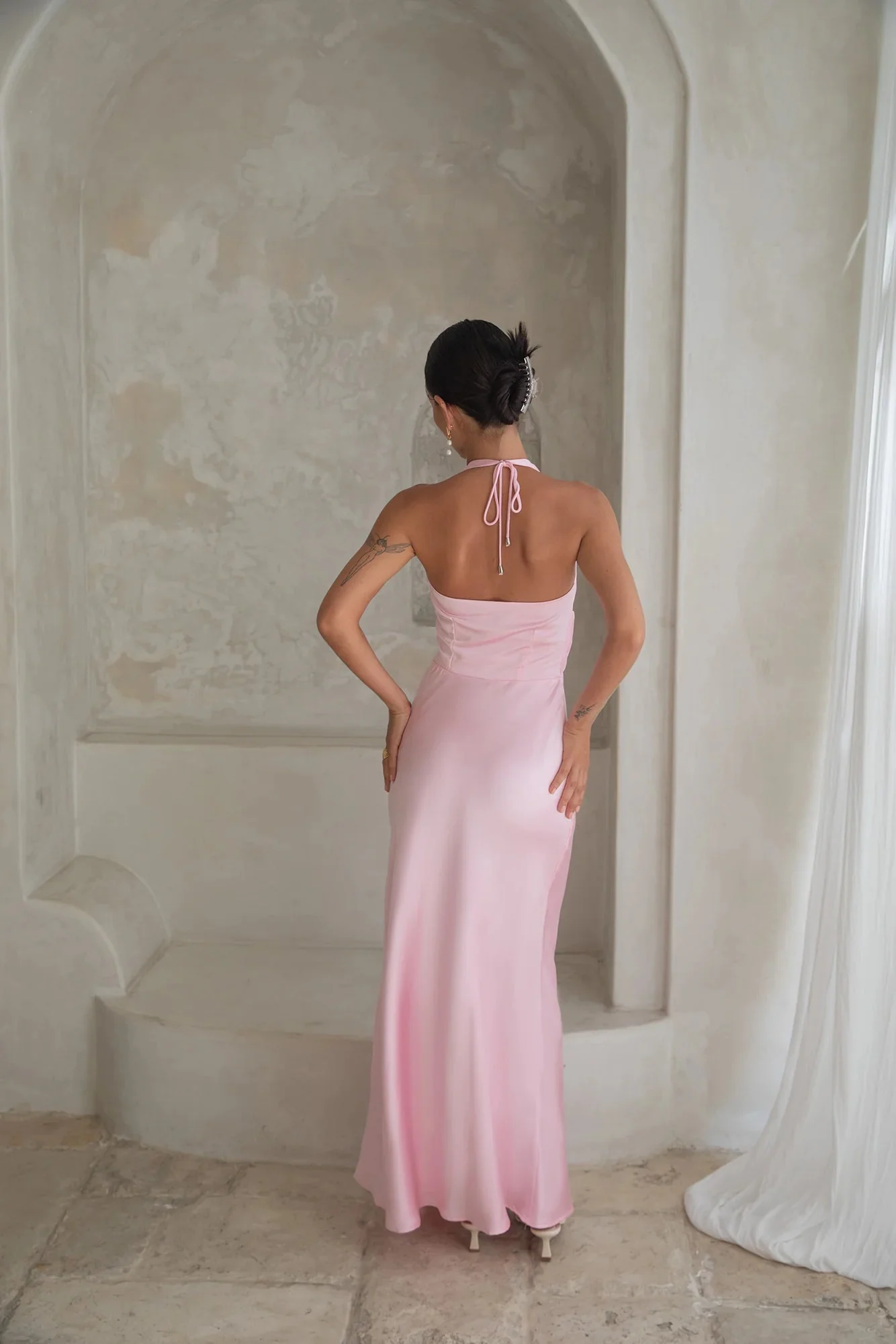 Destinations Halter Maxi Dress Pink
