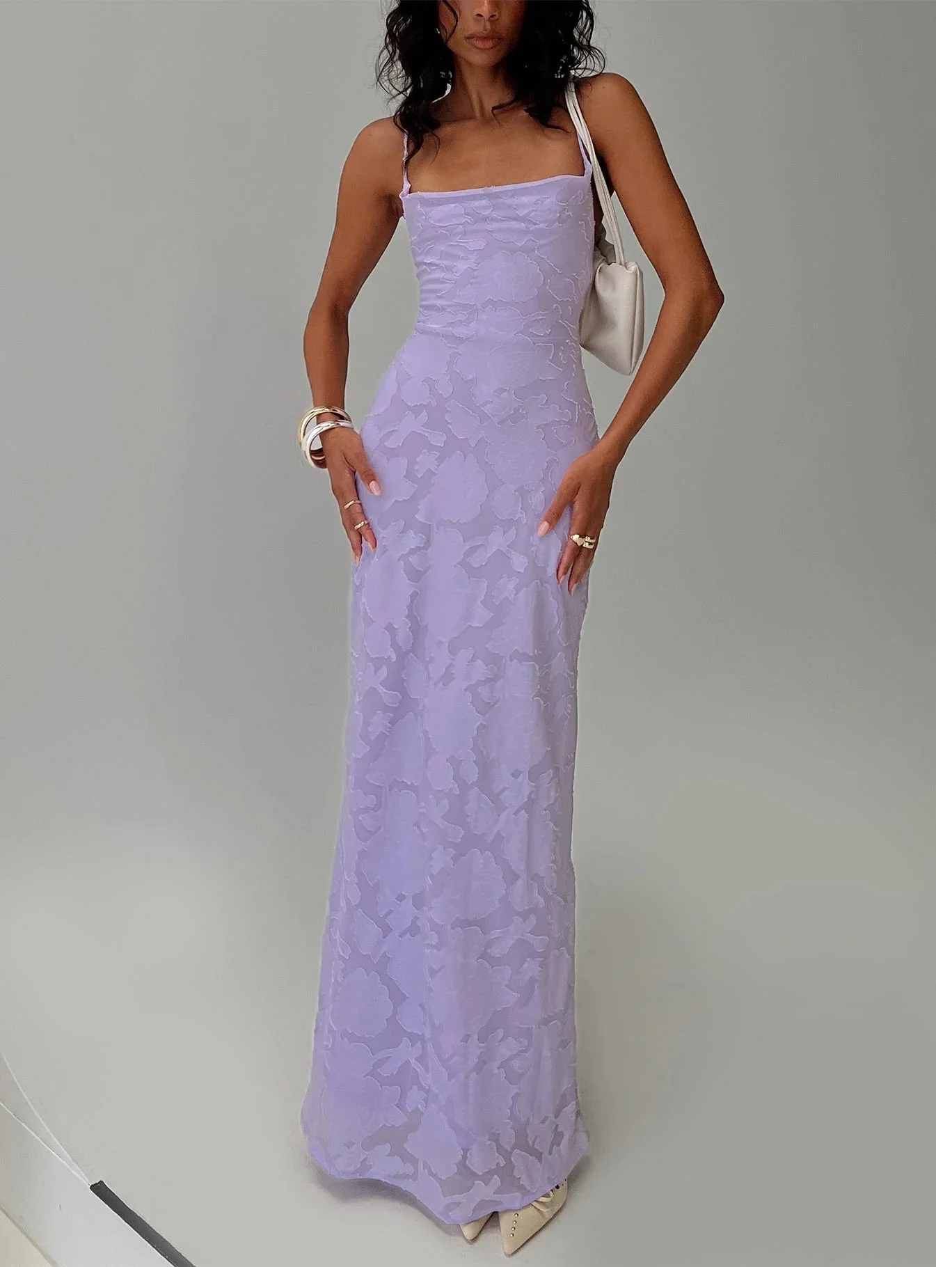 Celena Maxi Dress Lilac Burnout