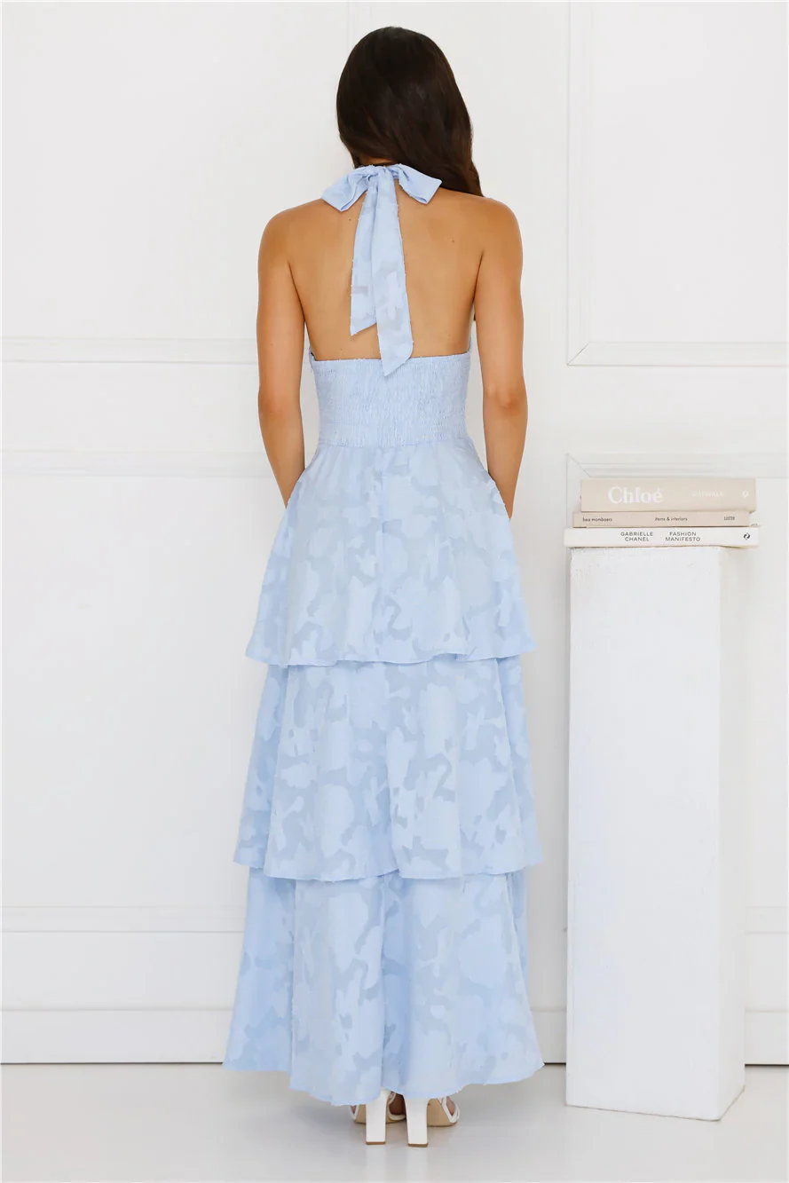 Island Sway Halter Maxi Dress Blue