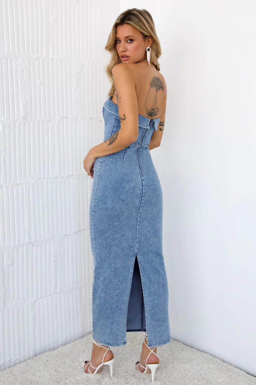 Hope Reborn Midi Dress Denim