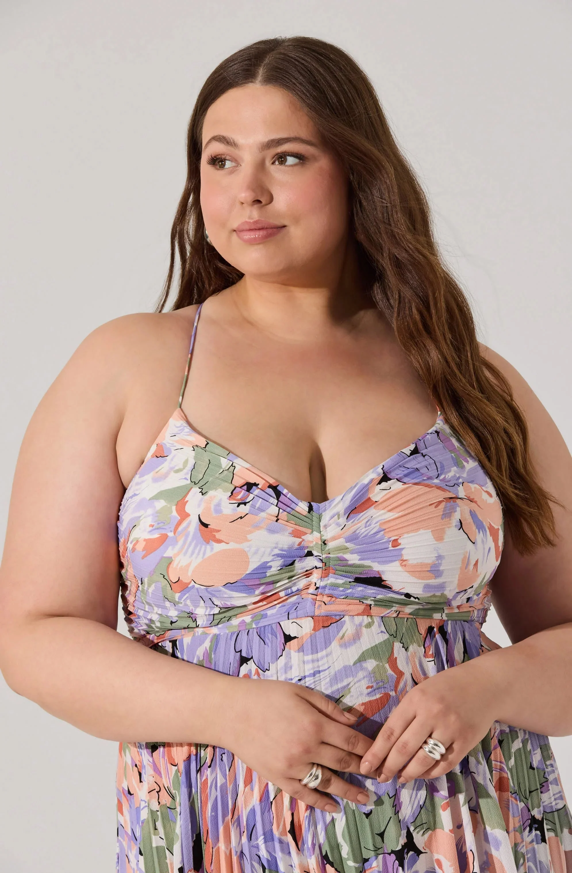 Blythe Floral Plisse Midi Dress