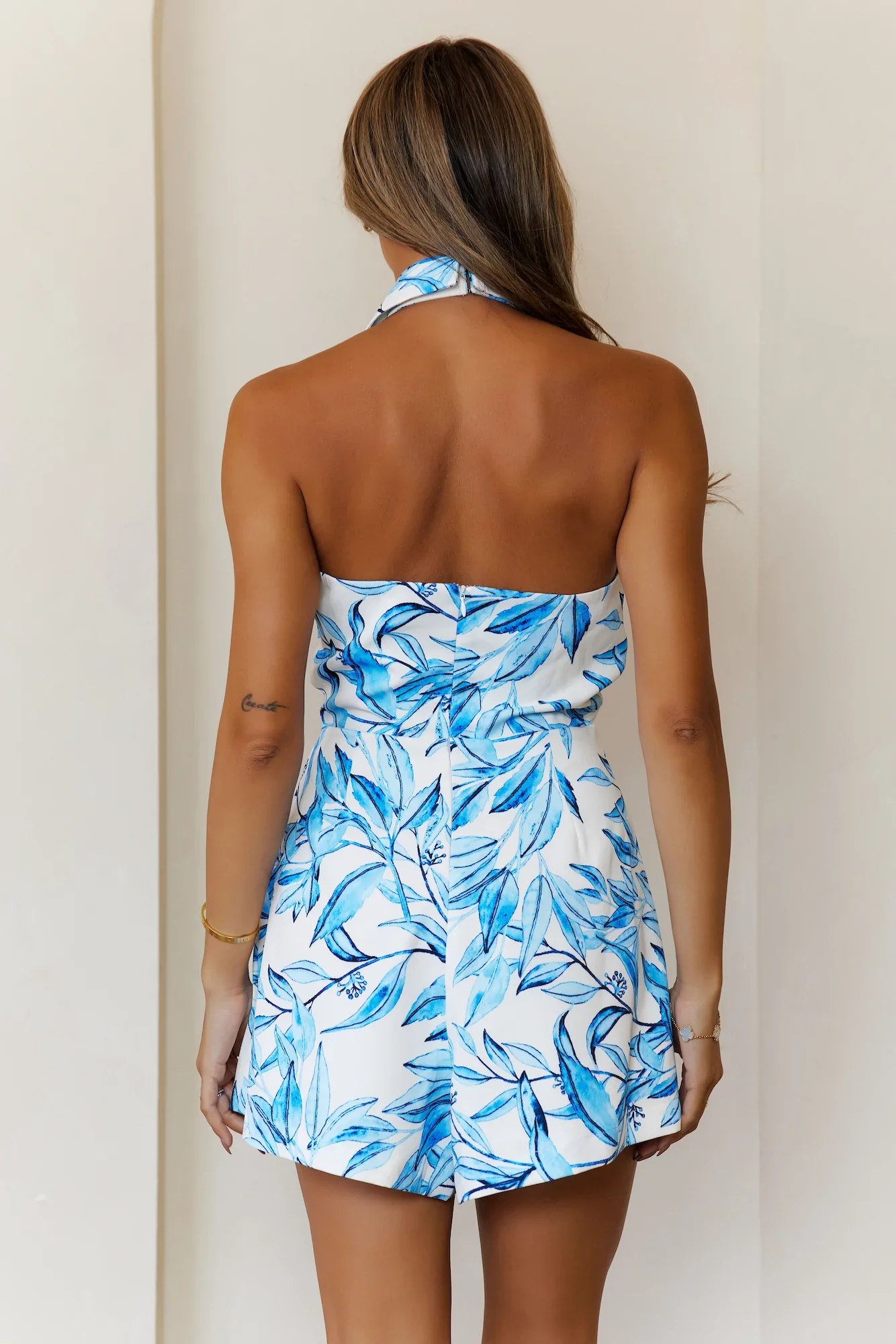 Island After Dark Halter Romper Blue