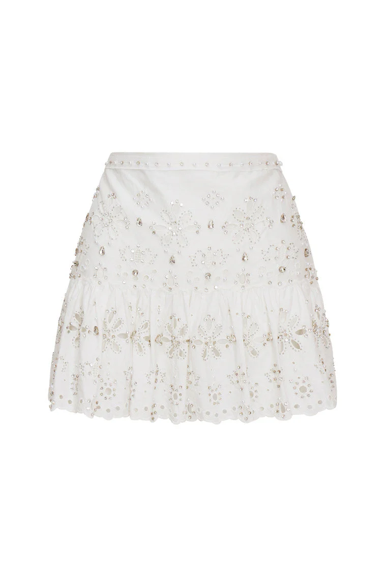 Cova Rhinstone Cotton Mini Skirt